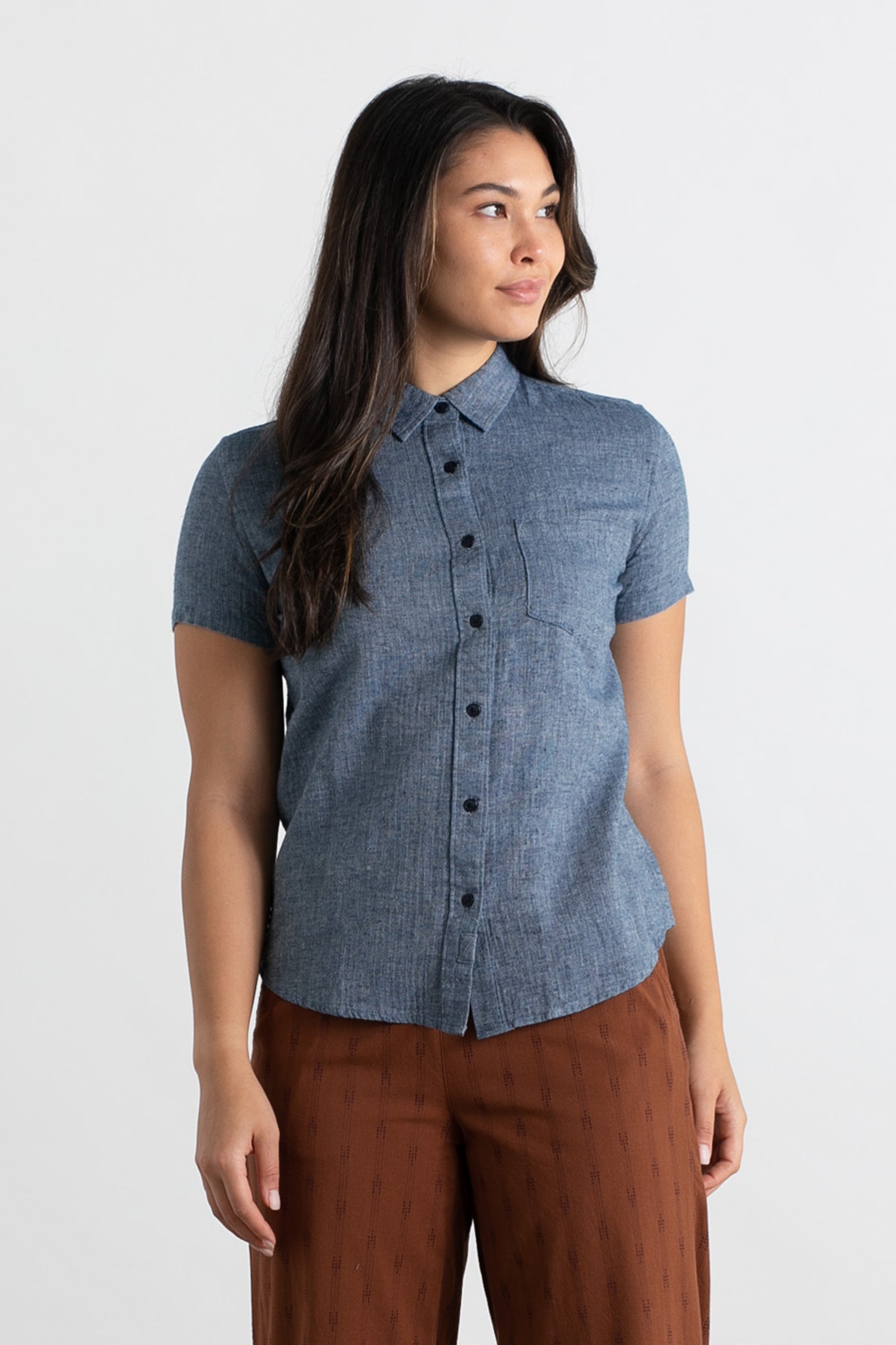 Lana Shirt / Indigo Herringbone
