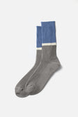 Rototo Bicolor Ribbed Socks / Light Blue Grey