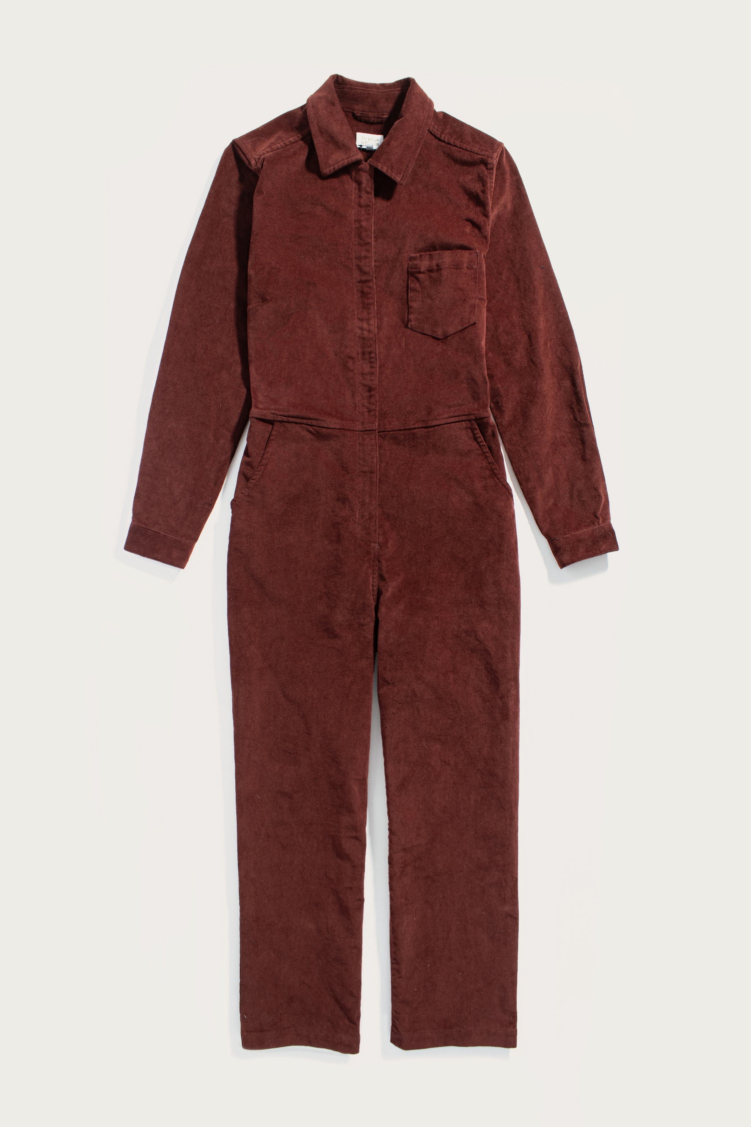 Faye Jumpsuit Dark Red Pinwale – Bridge Burn