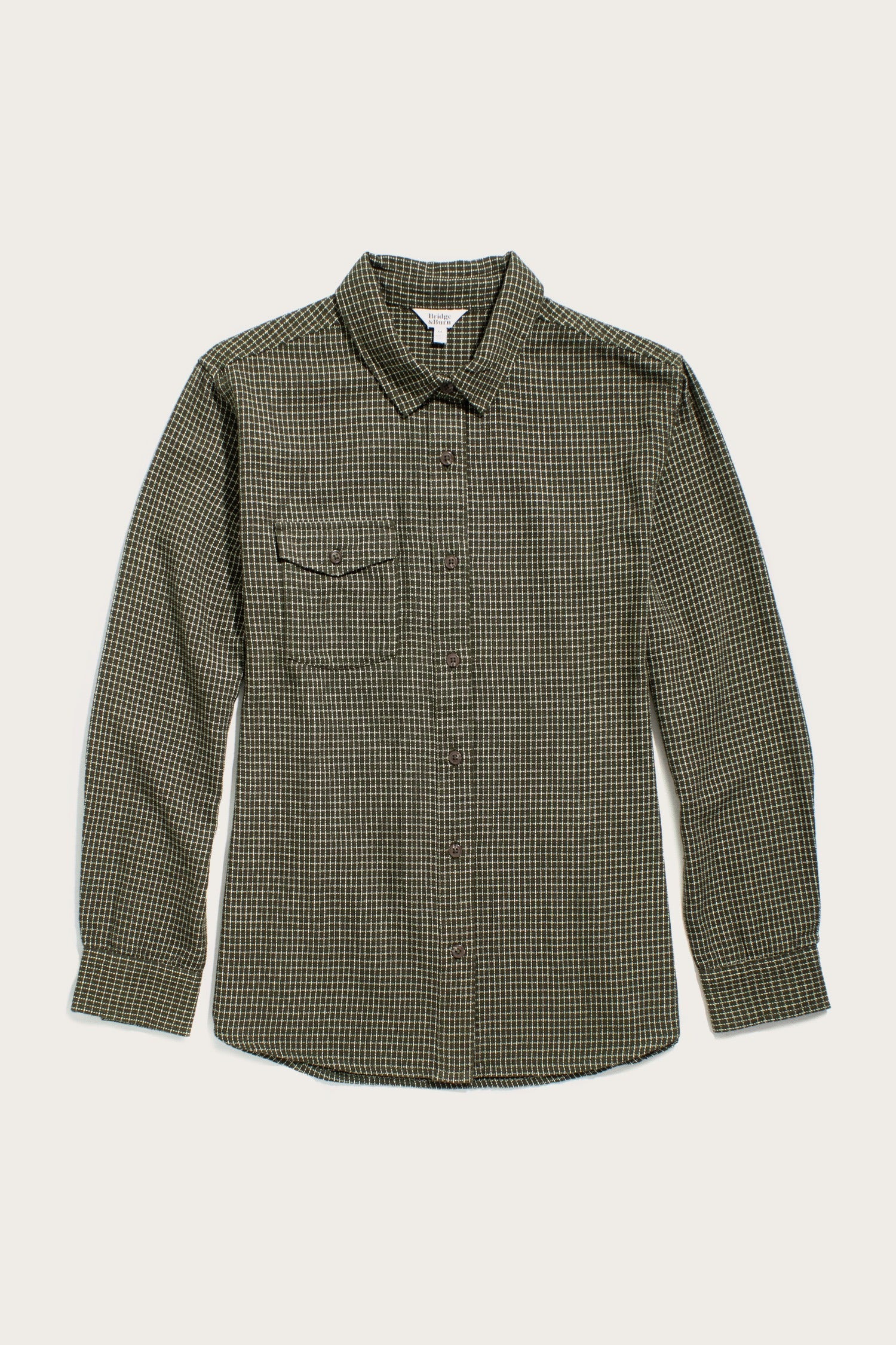 Bird Shirt / Olive Grid Plaid