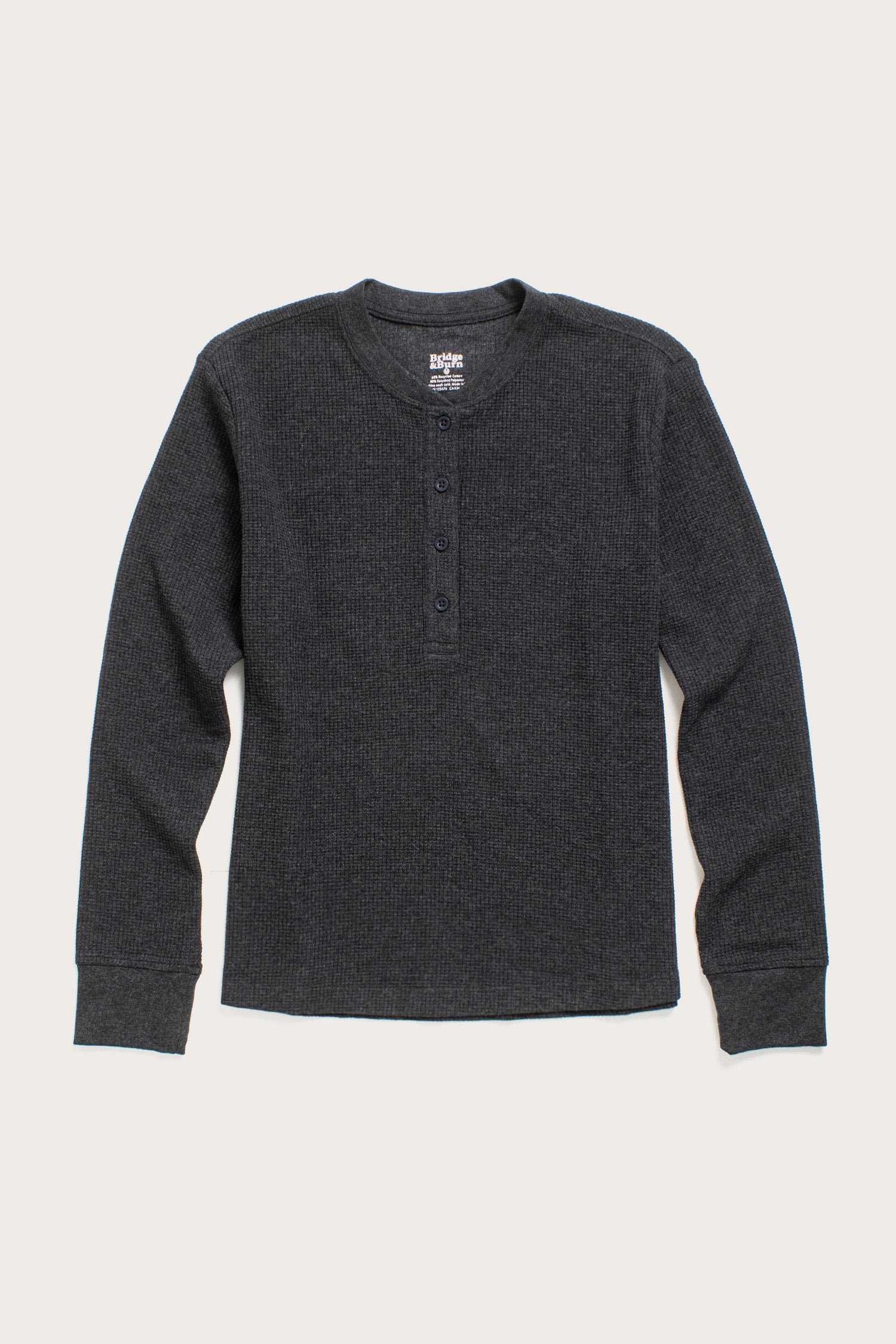 Women's Recycled Waffle Henley / Charcoal Melange