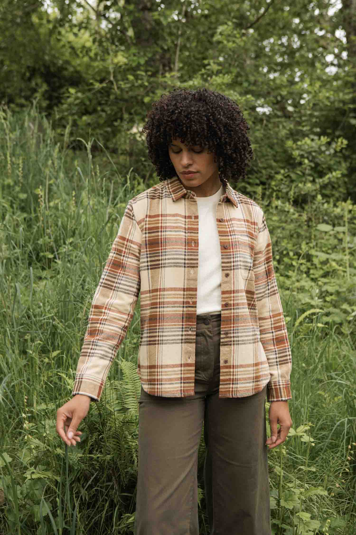 Ash Slim Shirt / Latte Plaid