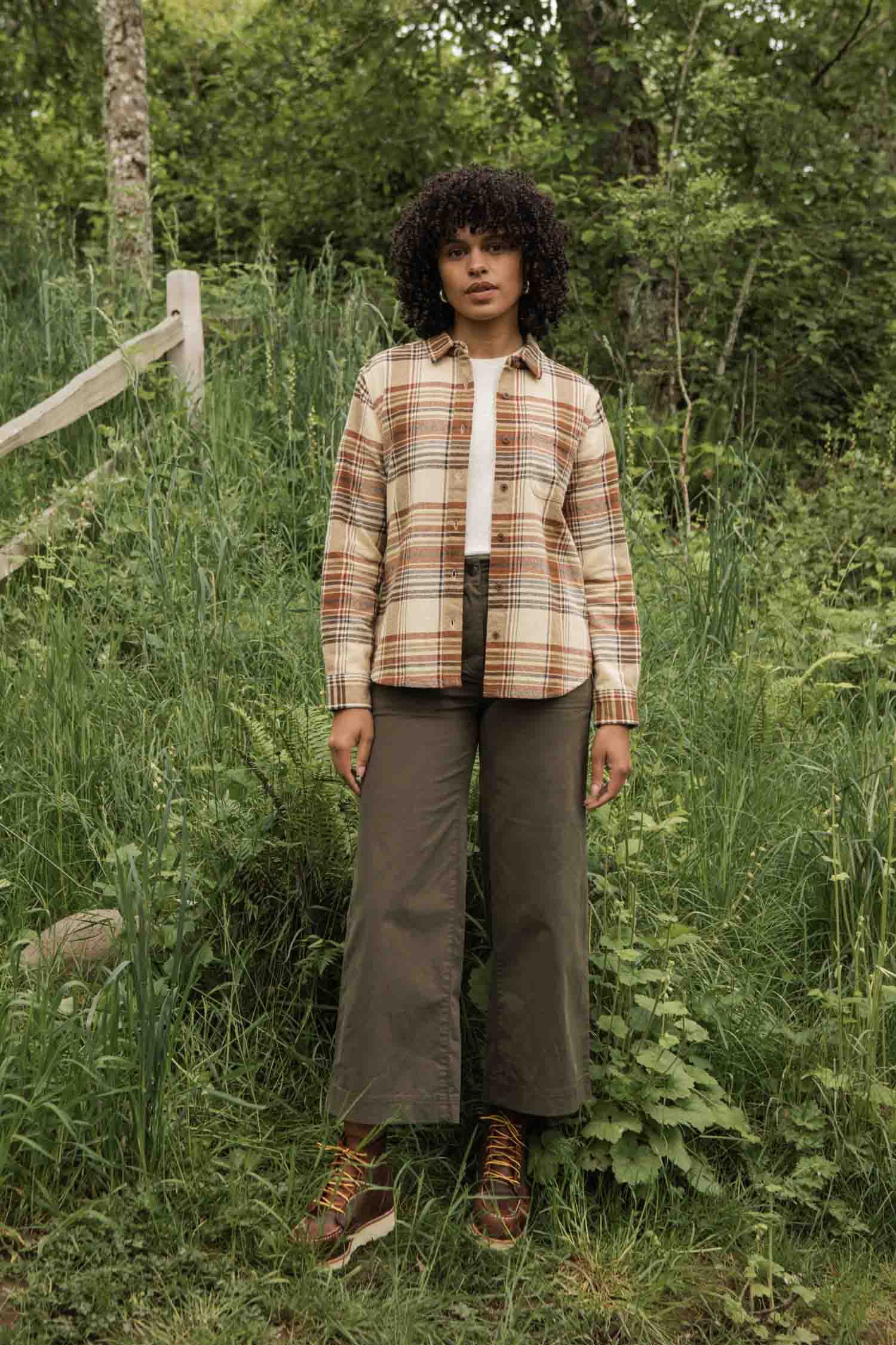 Ash Slim Shirt / Latte Plaid