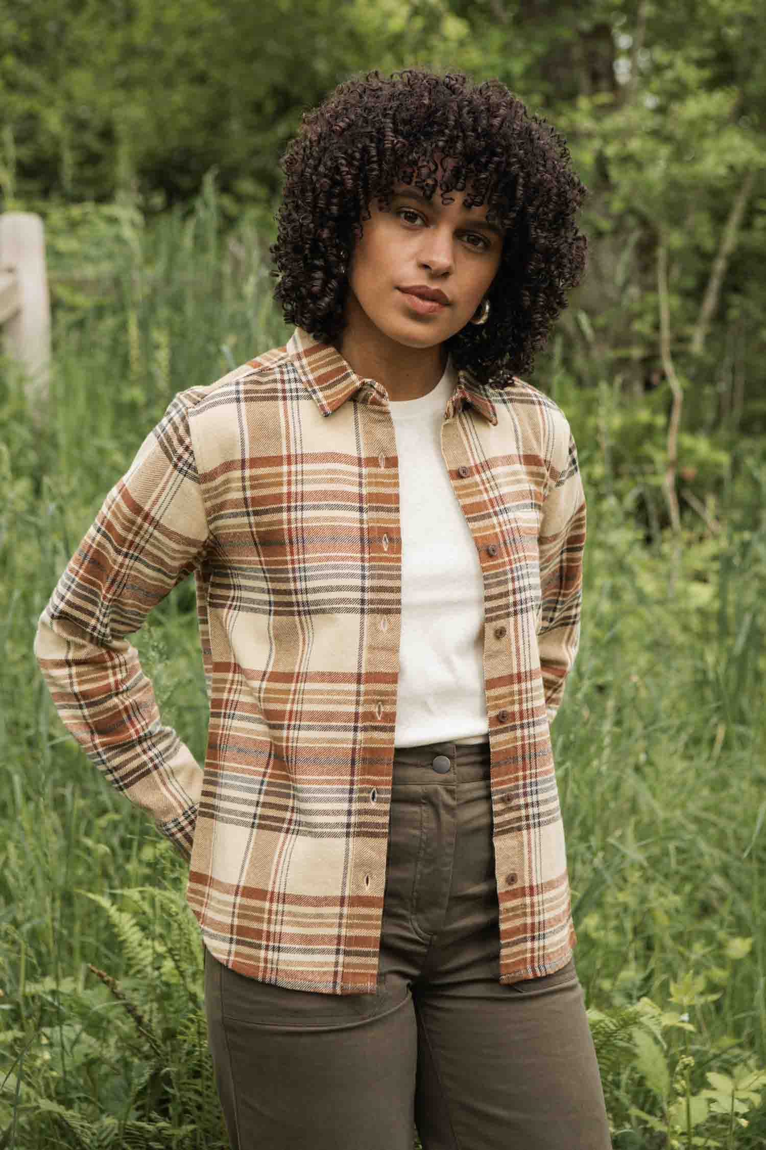 Ash Slim Shirt / Latte Plaid