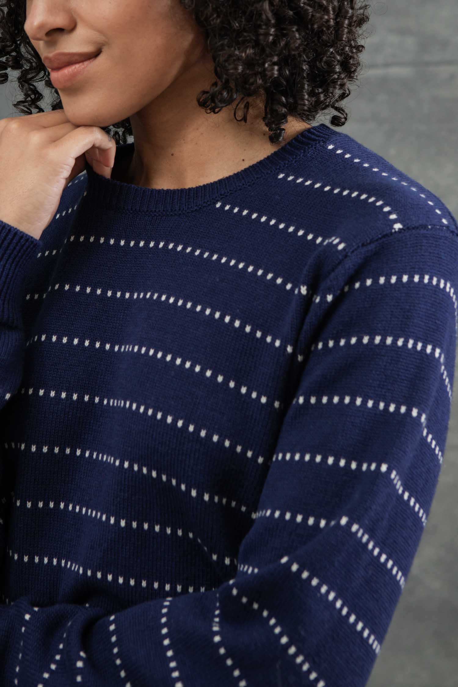 Cline Sweater / Navy Dotted Path