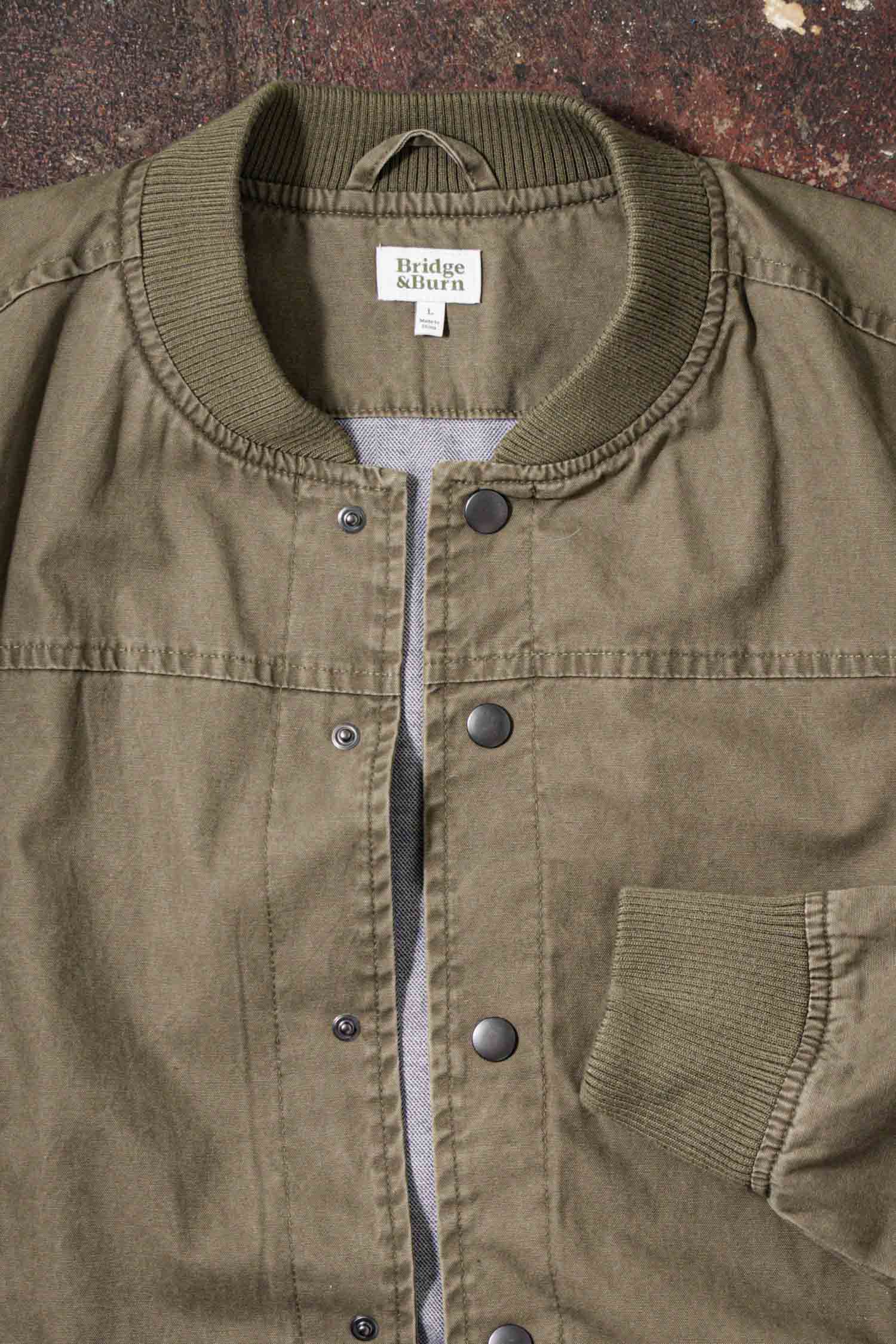 Austen Varsity Jacket / Khaki Green Canvas