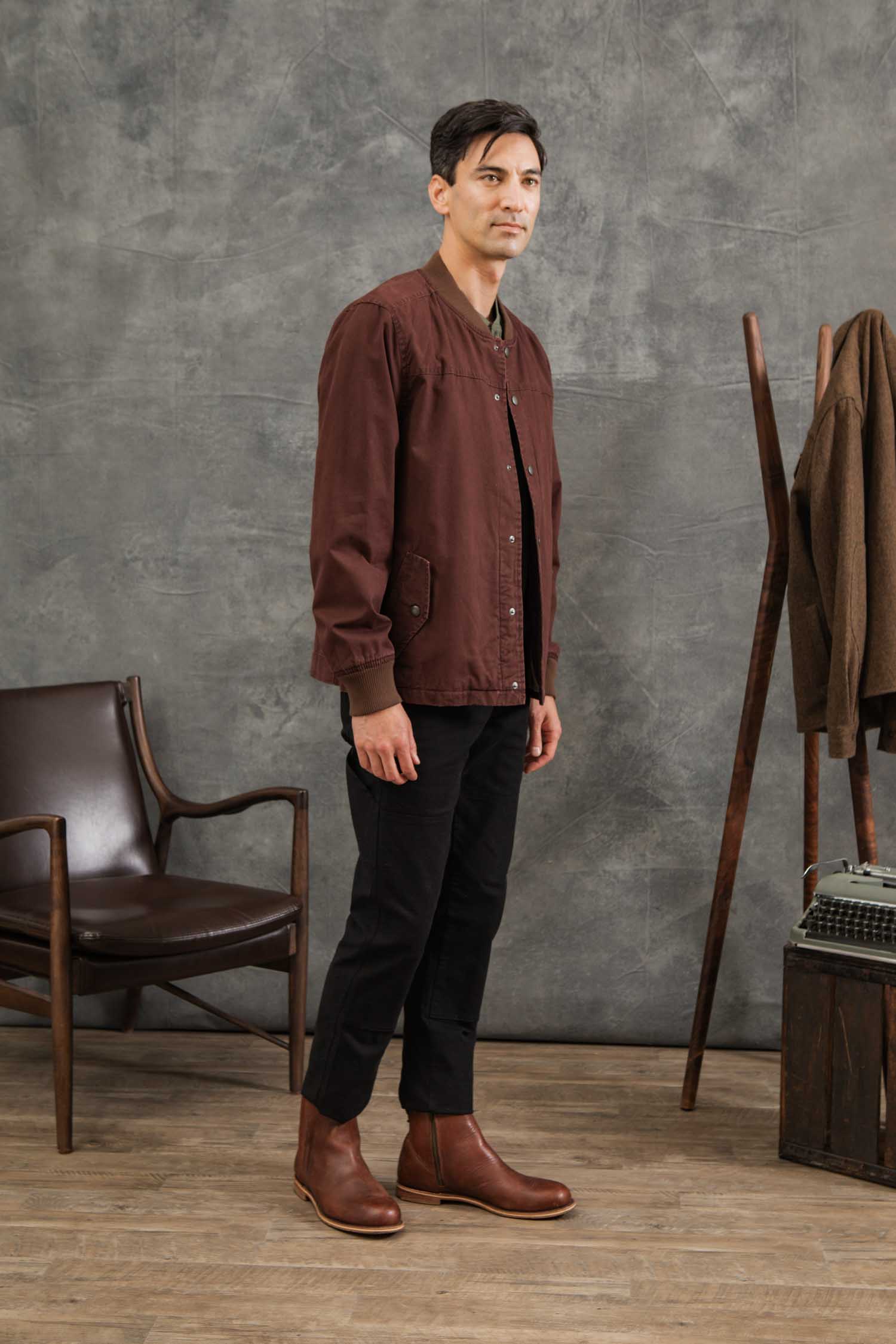 Austen Varsity Jacket / Mahogany Canvas