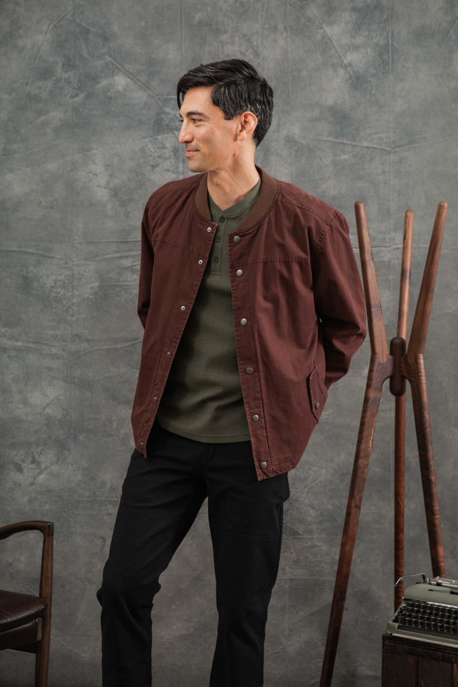 Austen Varsity Jacket / Mahogany Canvas