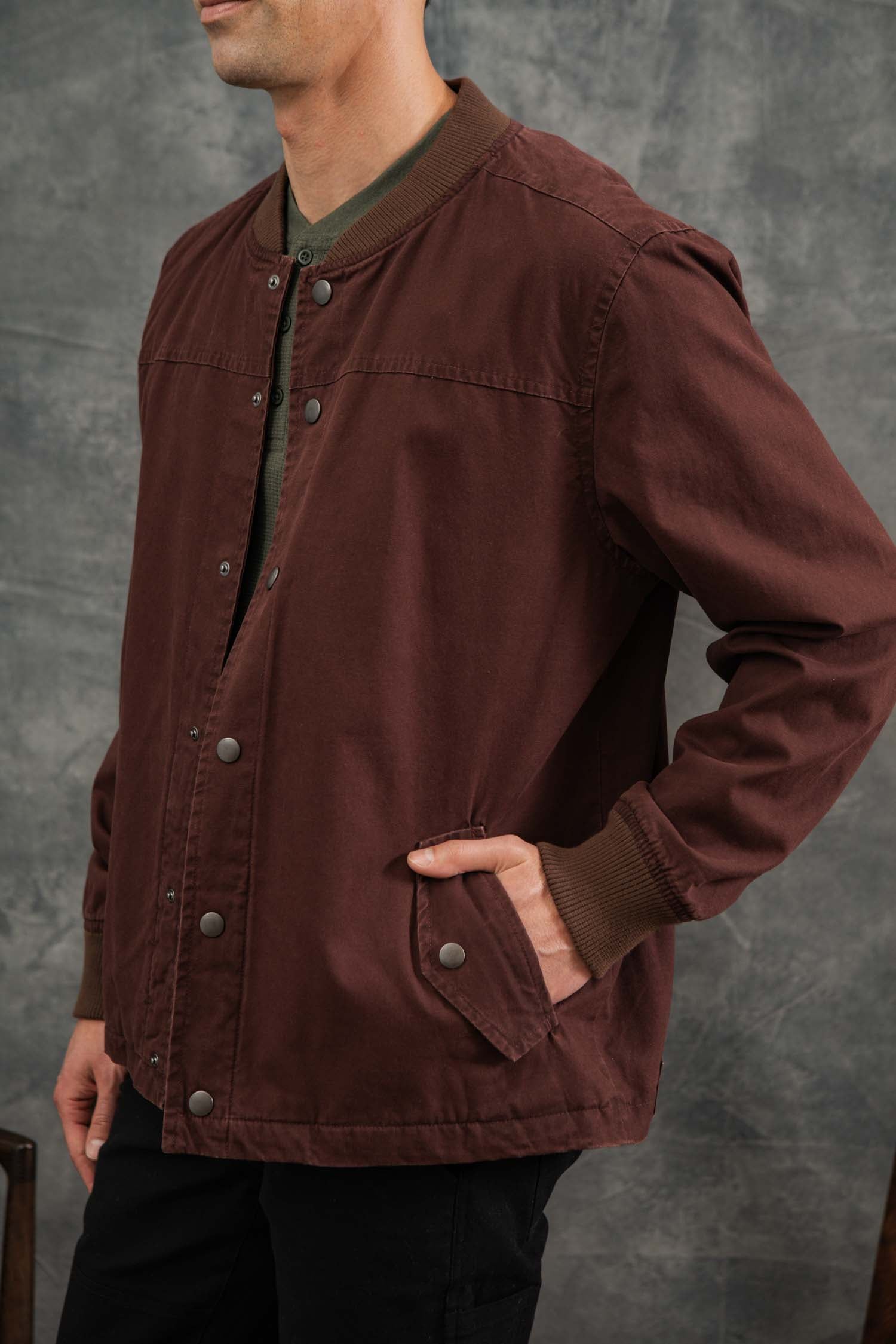 Austen Varsity Jacket / Mahogany Canvas