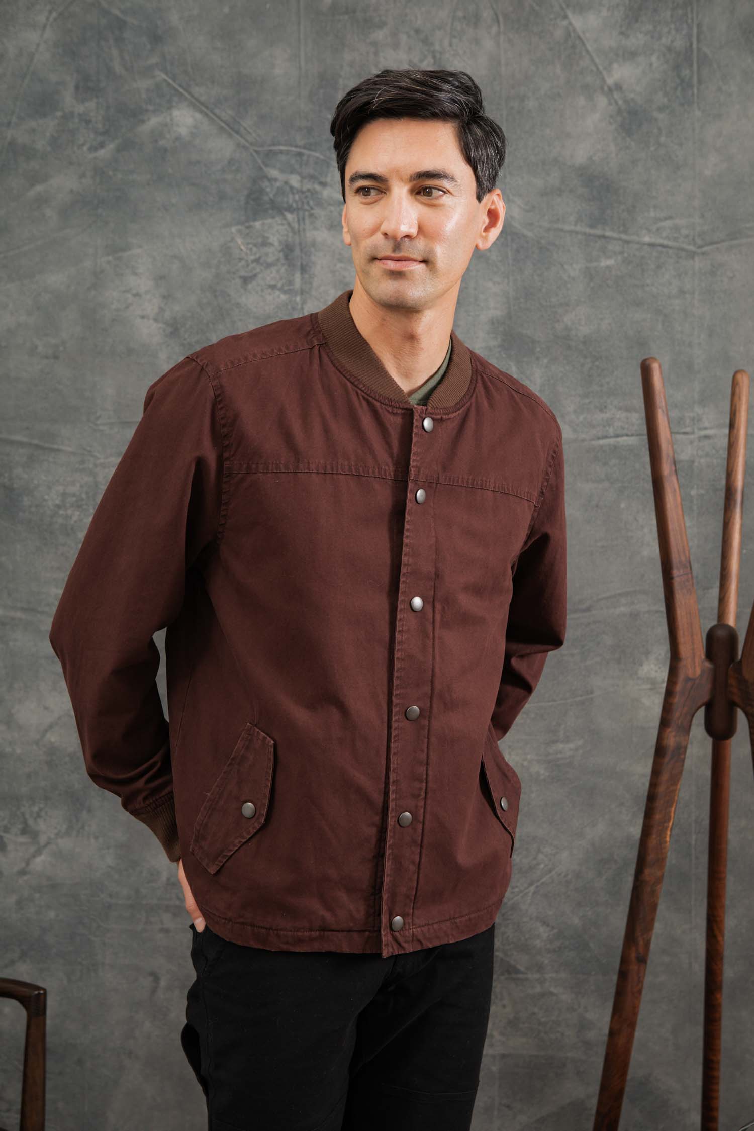 Austen Varsity Jacket / Mahogany Canvas