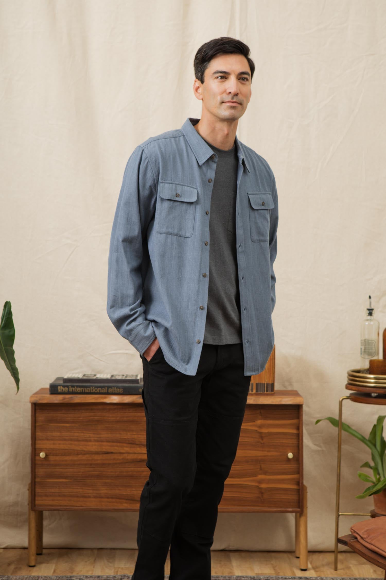 Bedford Shirt / Denim Herringbone