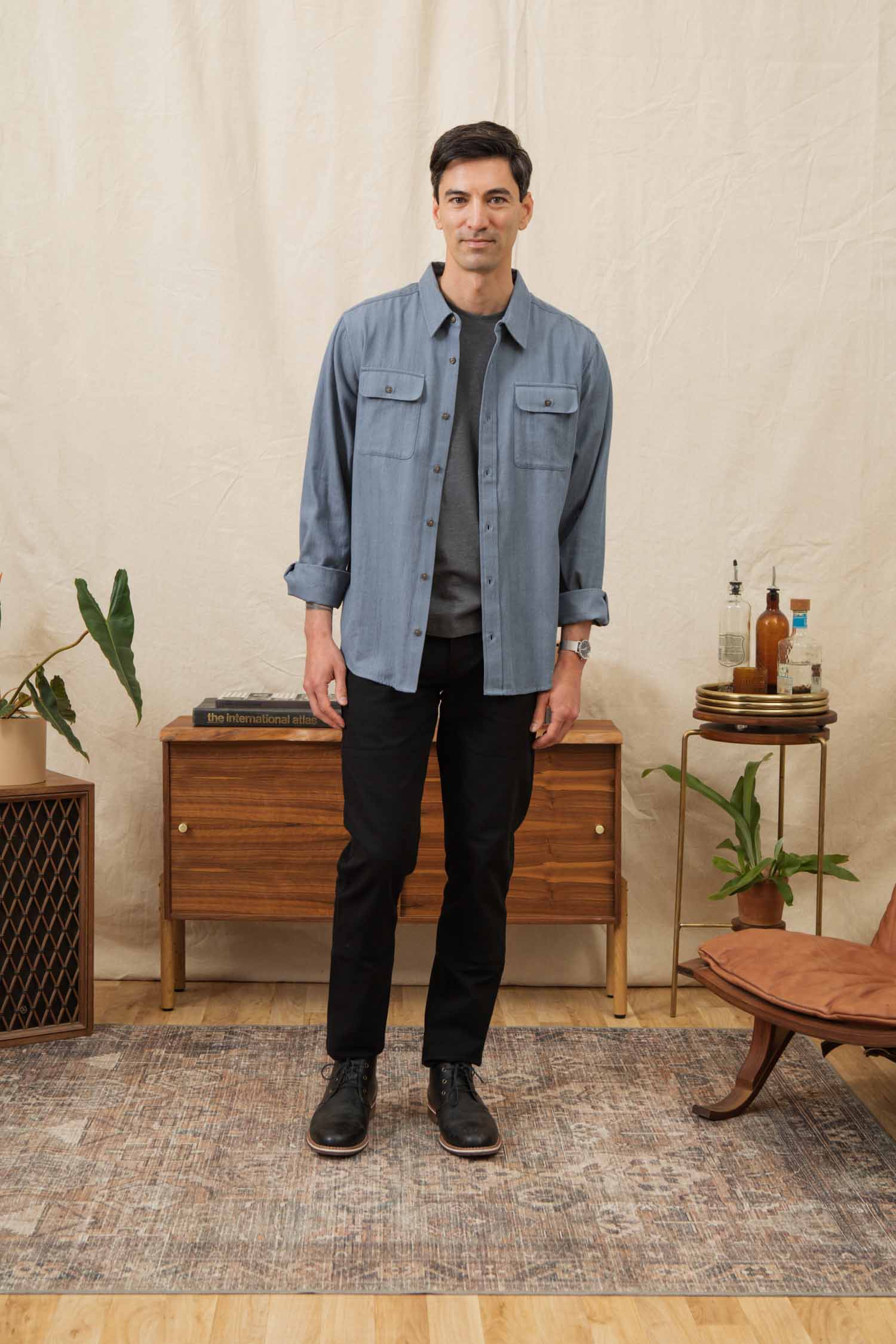 Bedford Shirt / Denim Herringbone