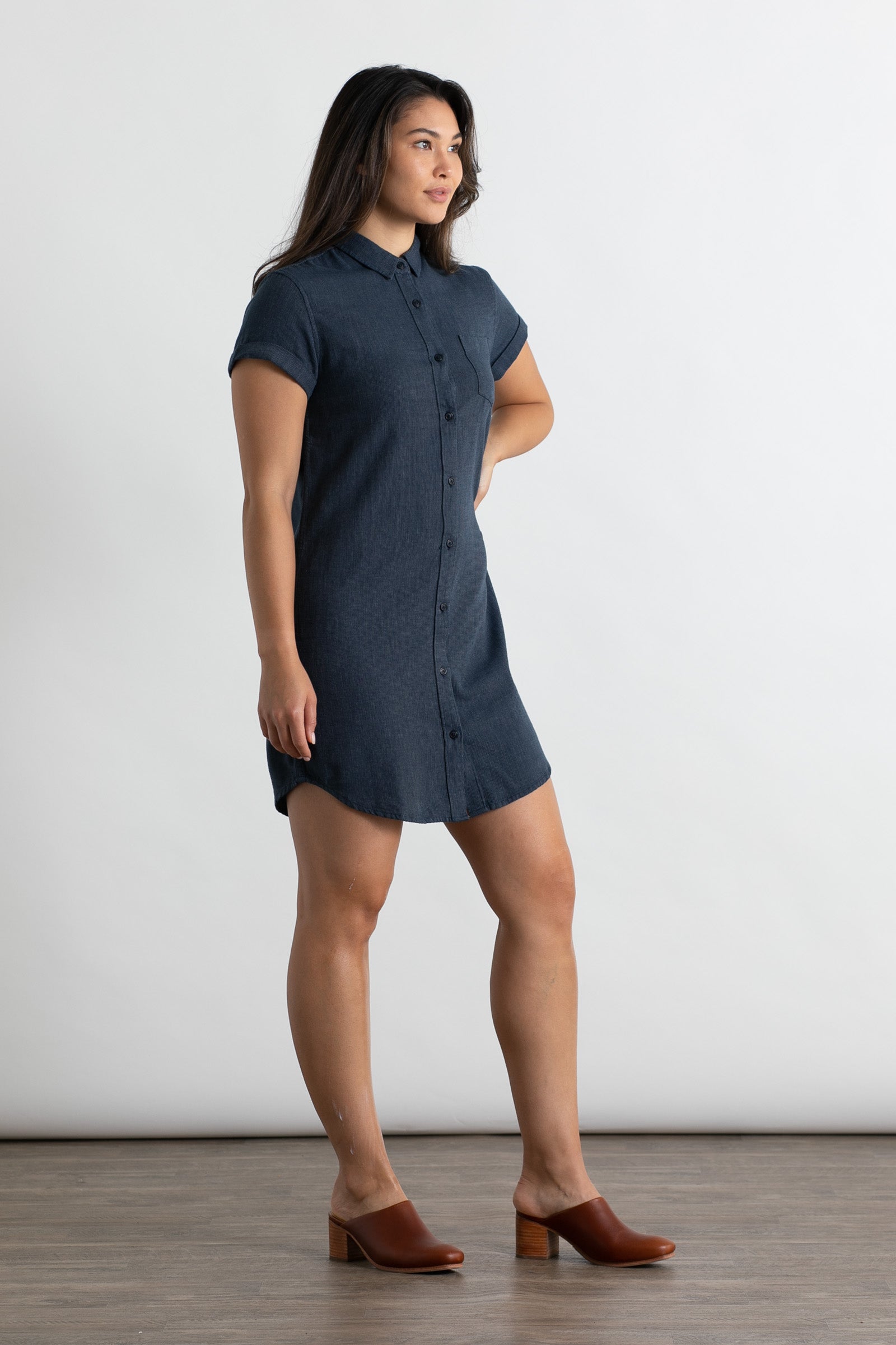 Loren Shirt Dress / Navy Chevron