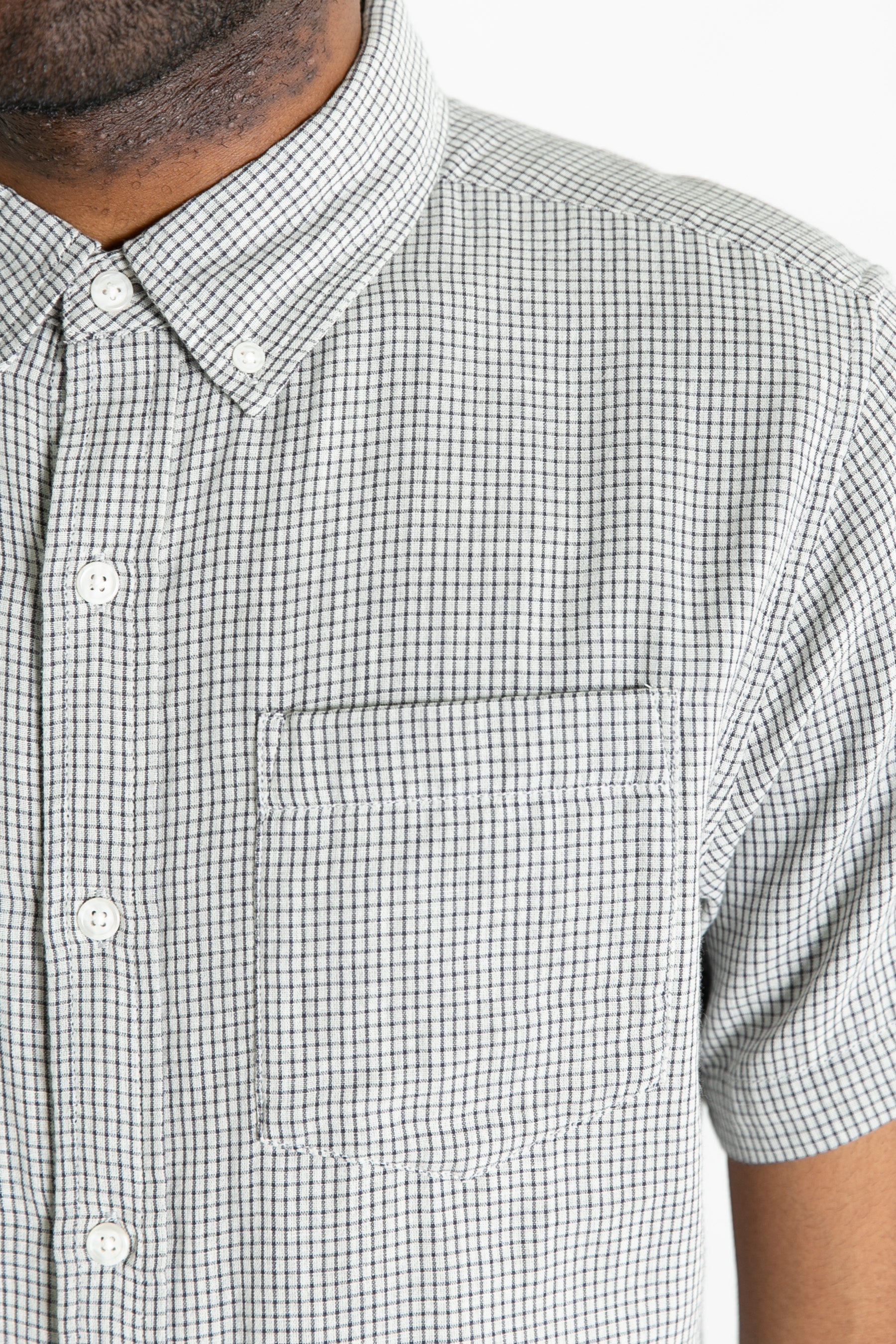 Jordan Slim Shirt / Ivory Grid Doublecloth