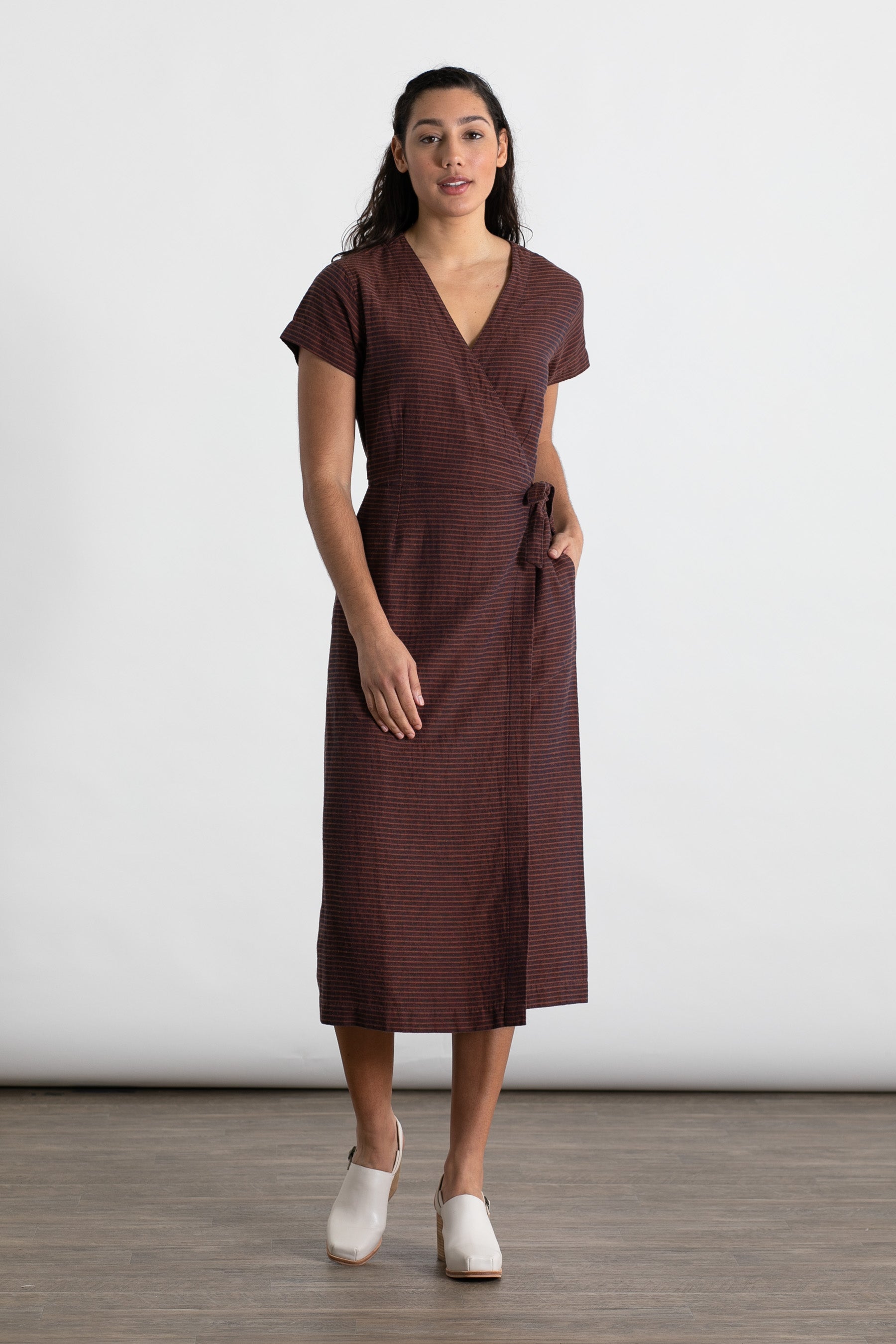 Saria Wrap Dress / Subtle Stripe