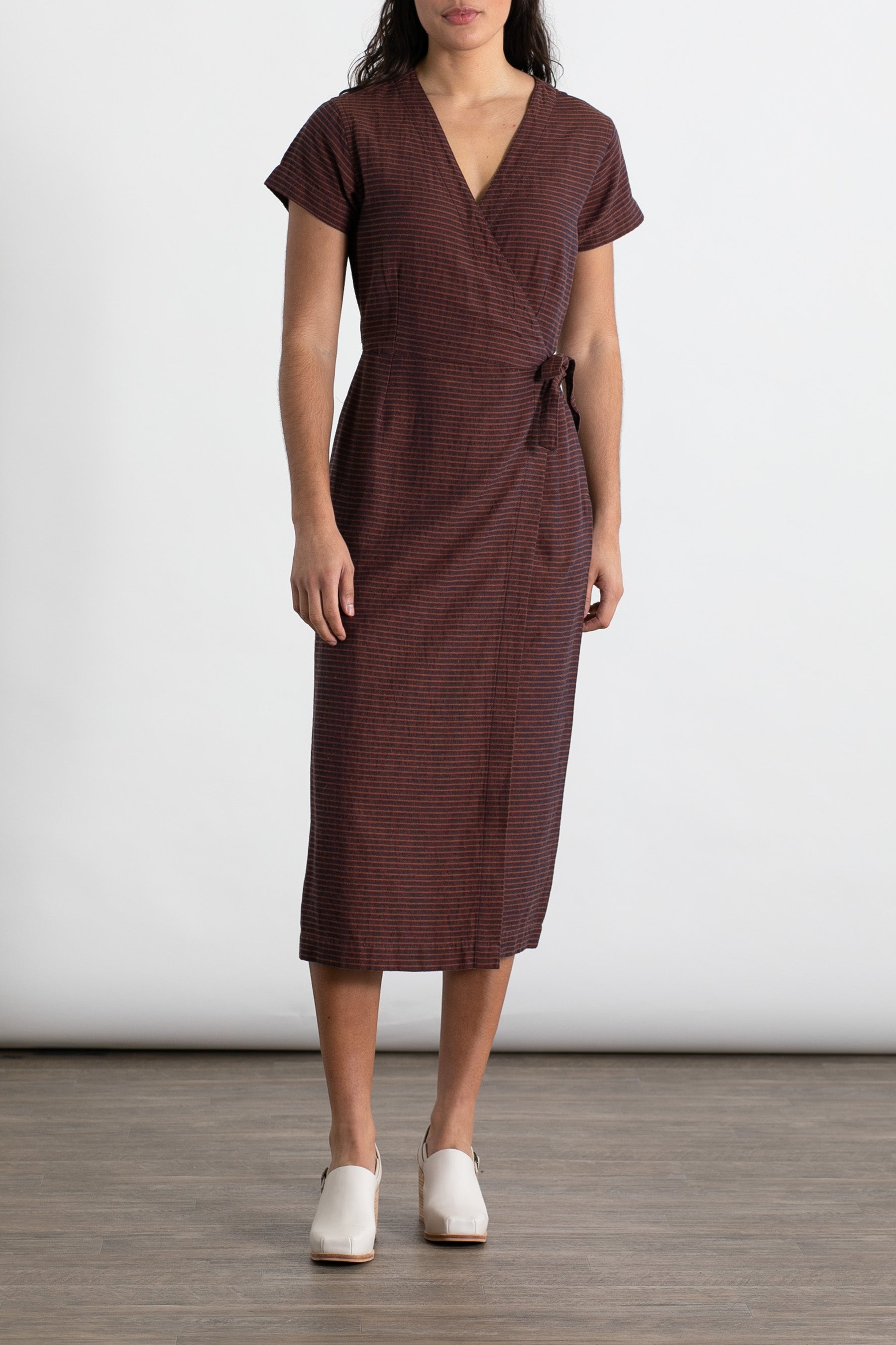 Saria Wrap Dress / Subtle Stripe