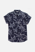 Bea Shirt / Navy Leaf Print