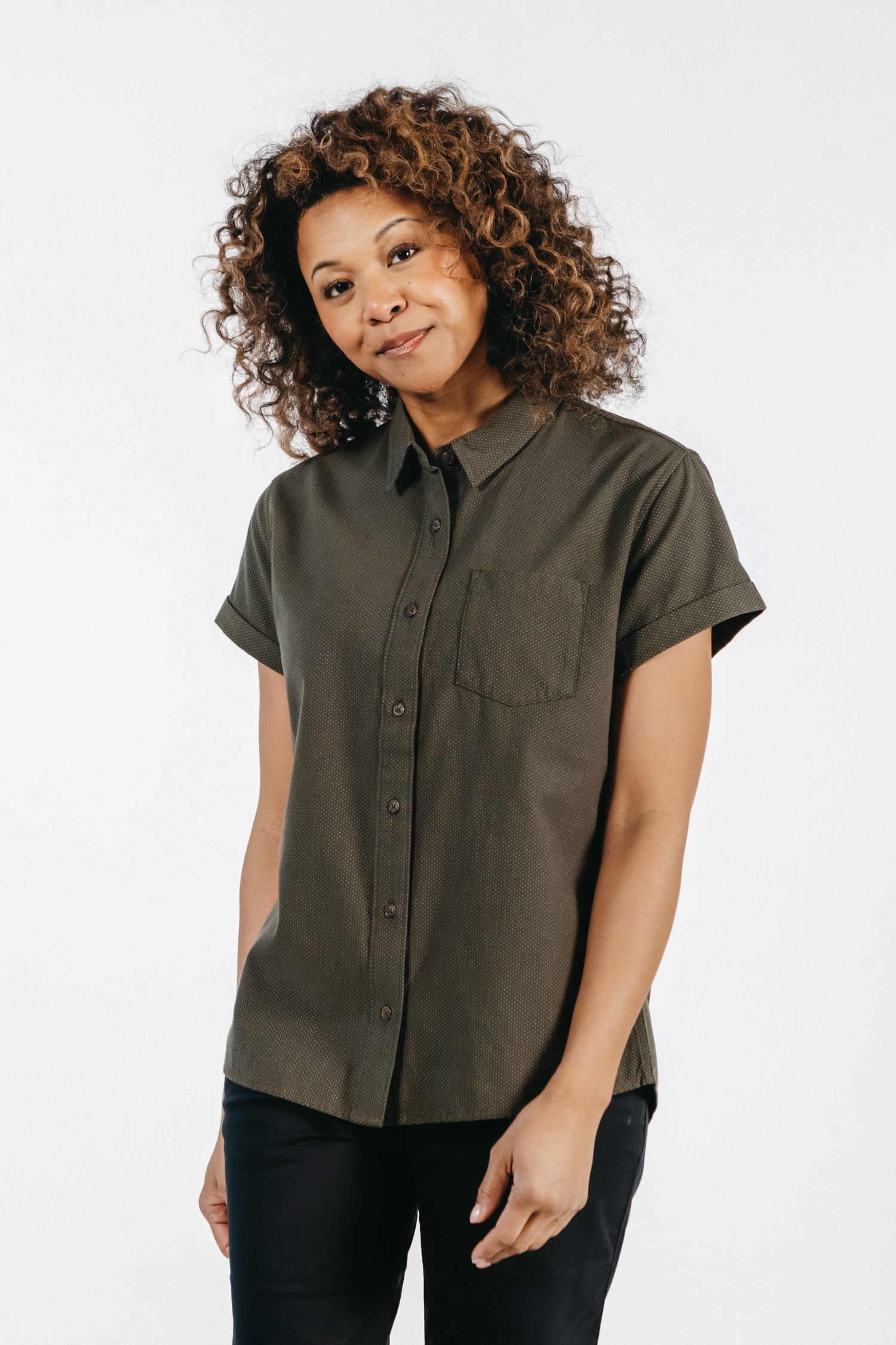 Bea Shirt / Dark Olive Dobby