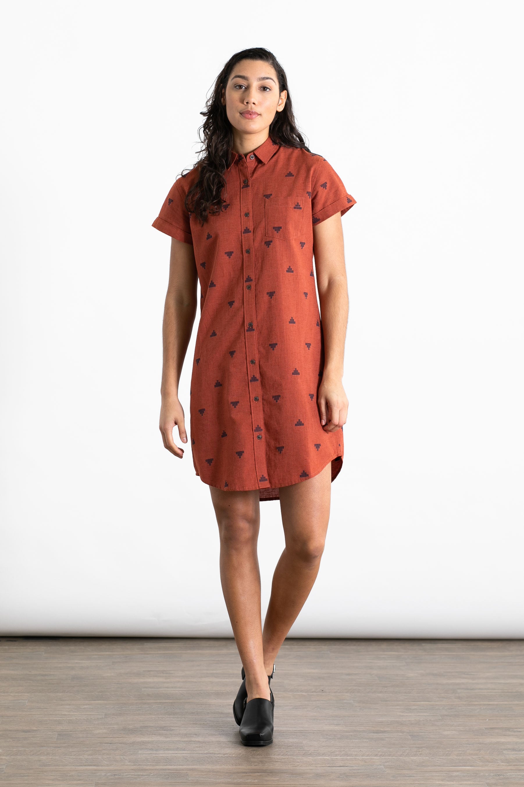 Loren Shirt Dress / Rust Fil-Coupé Pyramids