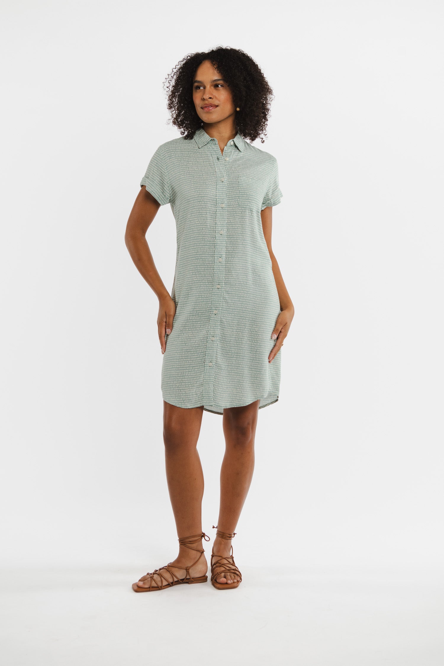 Loren Shirt Dress / Aqua Tiles