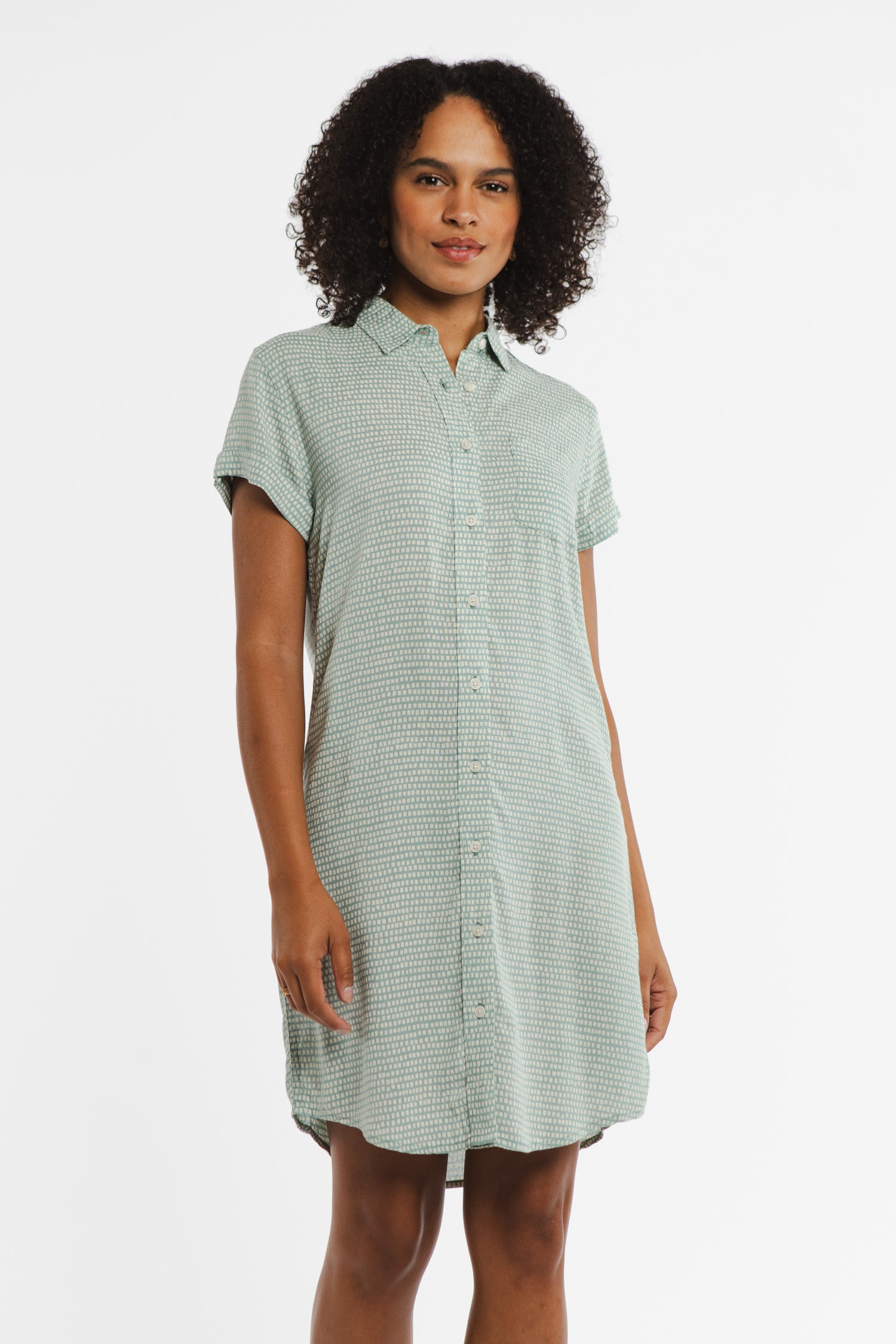 Loren Shirt Dress / Aqua Tiles