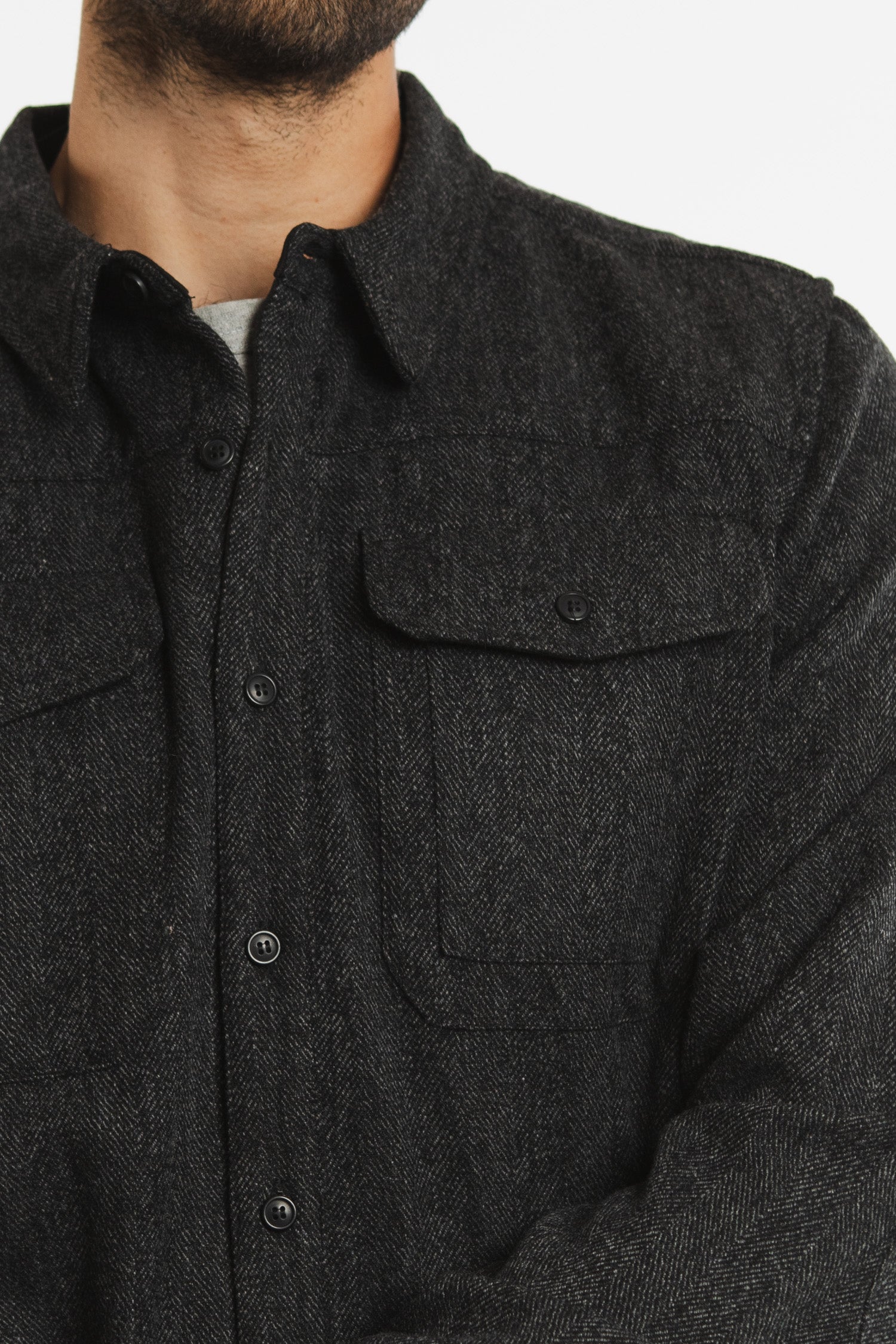 Fielding Overshirt / Charcoal Herringbone