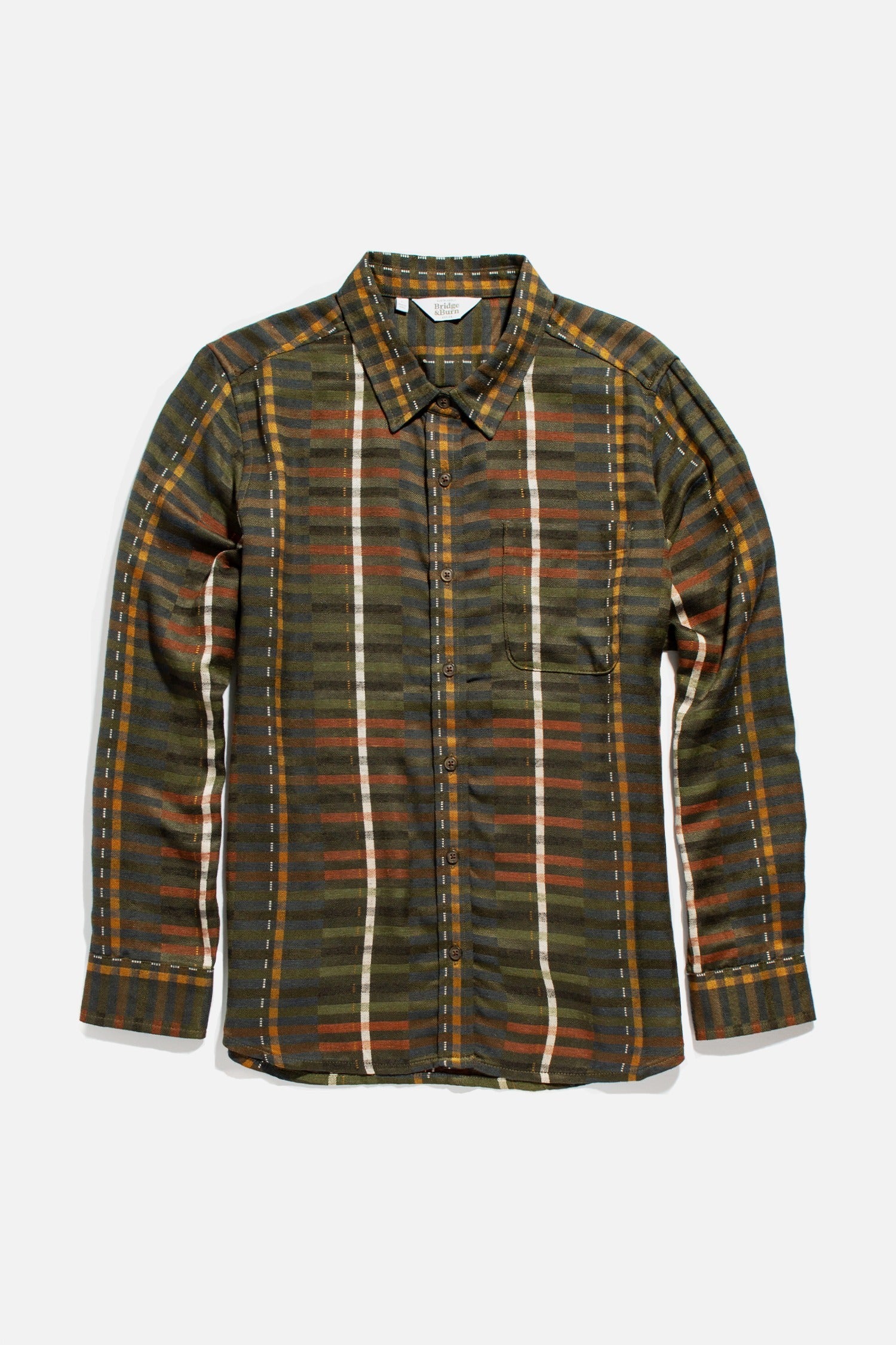 Ash Slim Shirt / Olive Stripe