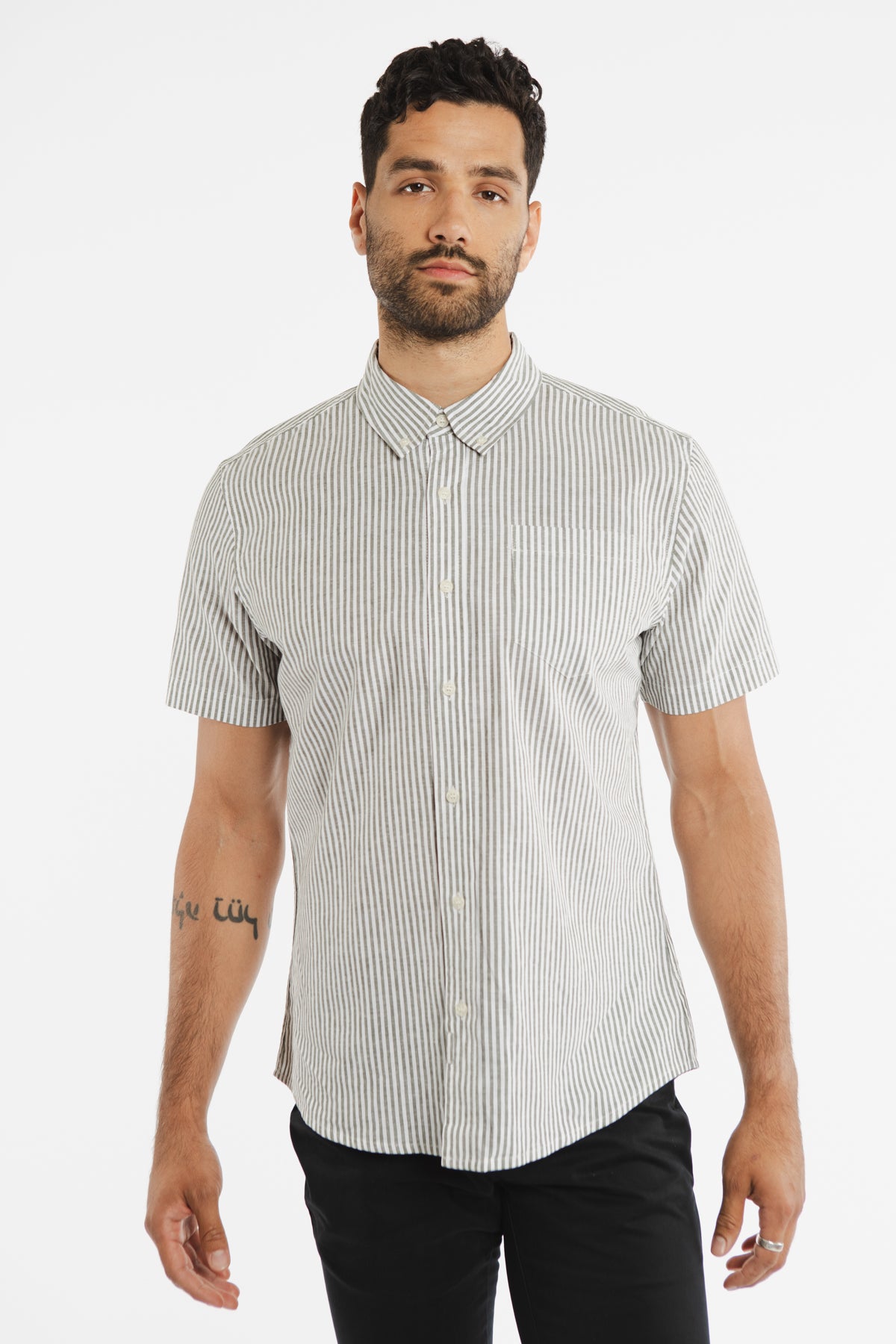 Jordan Slim Shirt / Sage Stripe