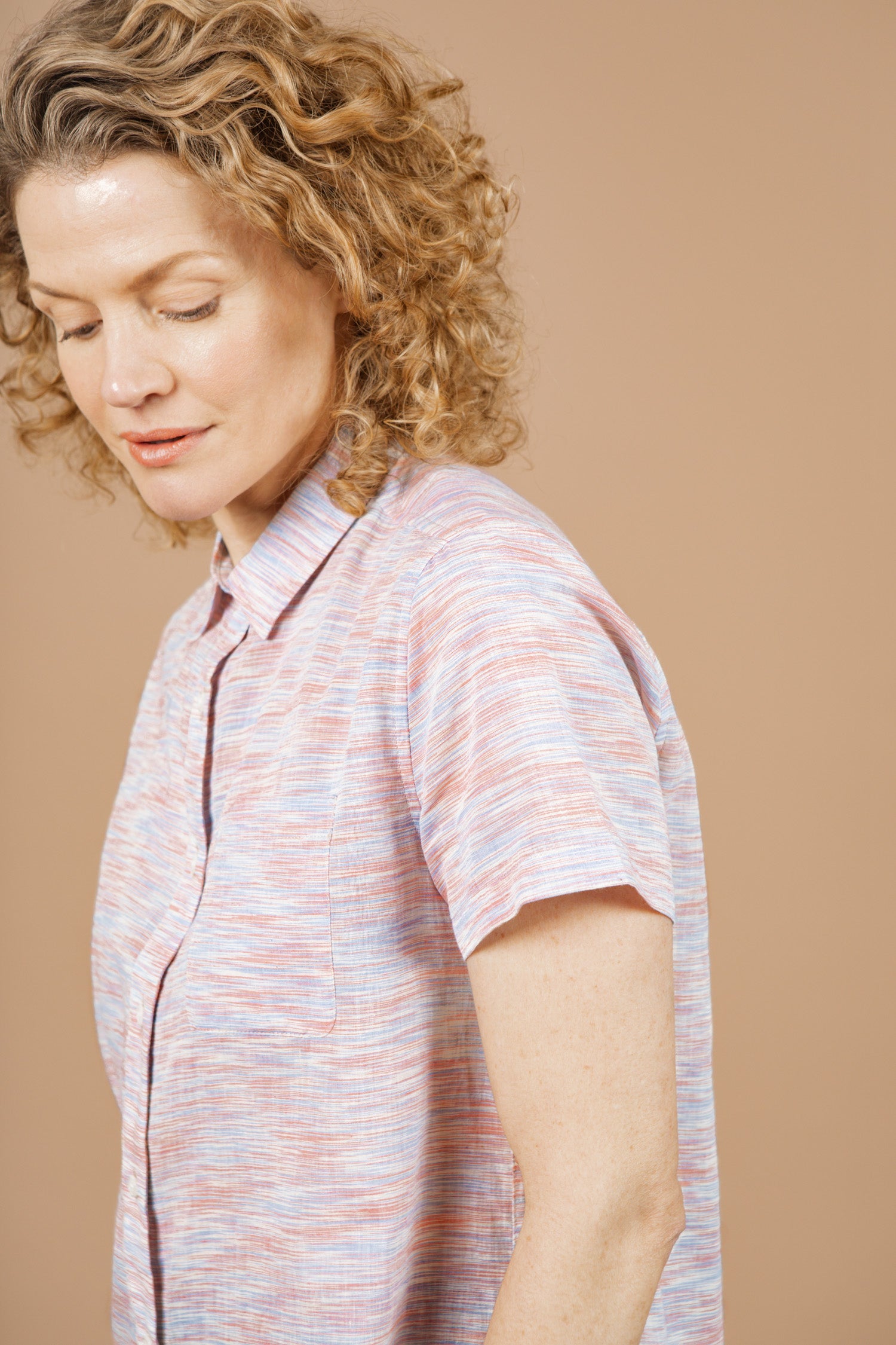 Greer Cropped Shirt / Candy Space Dye