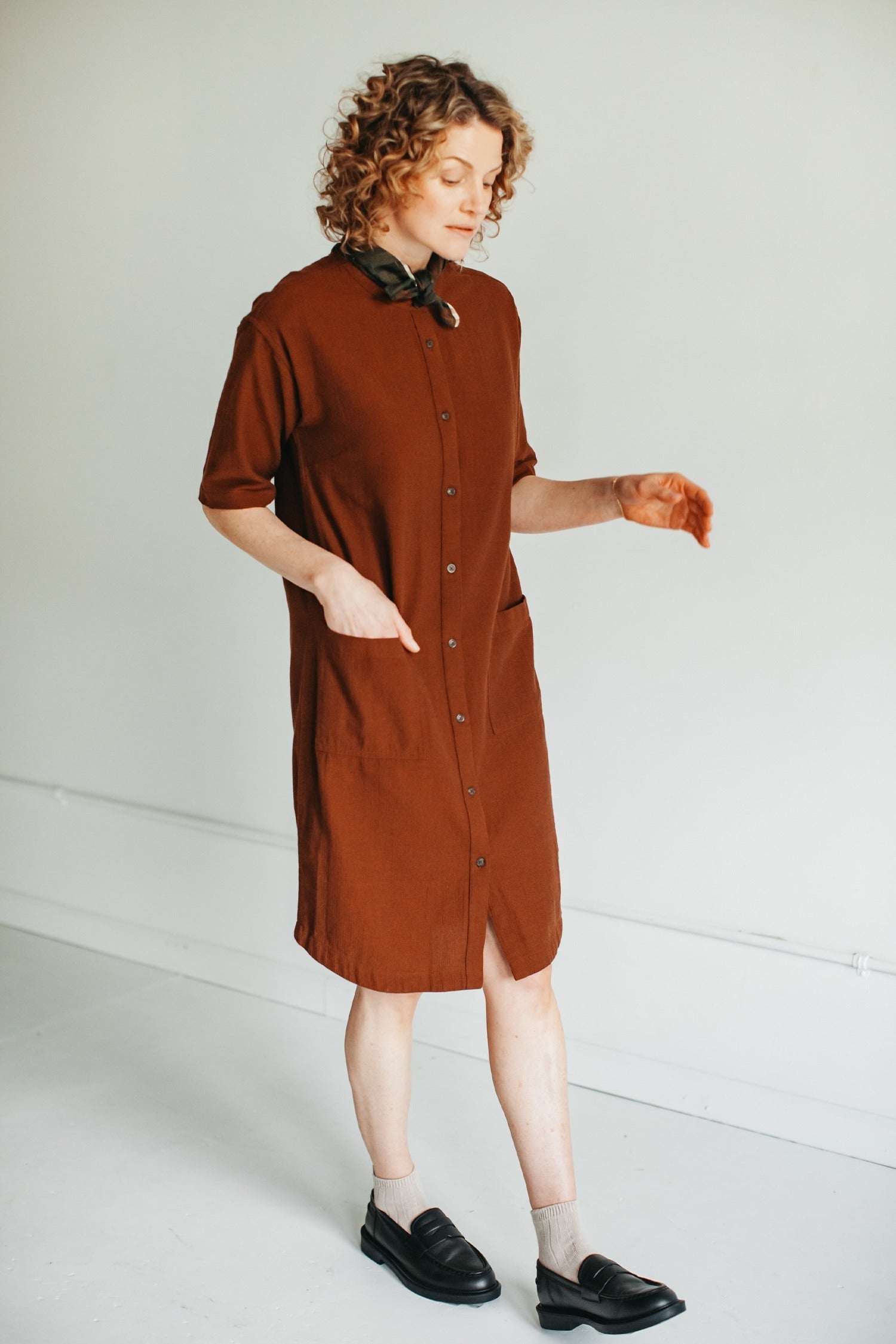 Signe Dress / Russet Chevron