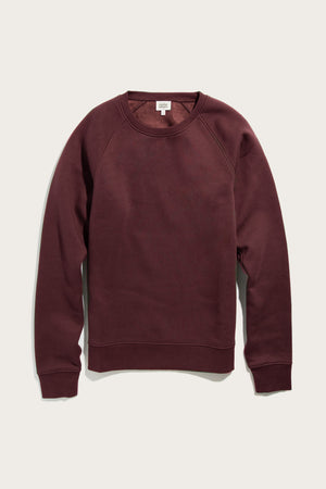 The Bridge & Burn Lincoln Crew Sweatshirt in Burgundy is an organic cotton, long-sleeve top shown laid flat on a light background.