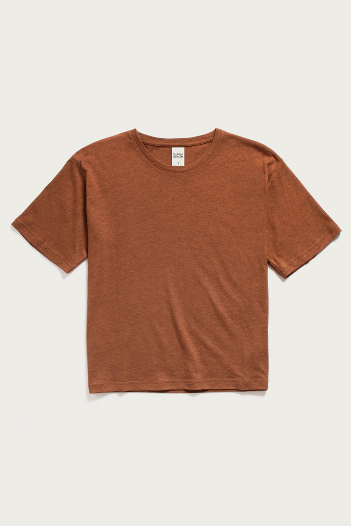トップス argue organic cotton hemp border t beige Poetry - Hemp cotton curved hem top