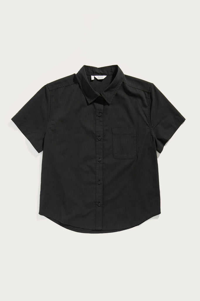 【IAB STUDIO】Cropped Pique Shirt Black Exclusive Greer Cropped Shirt / Black Poplin – Bridge & Burn