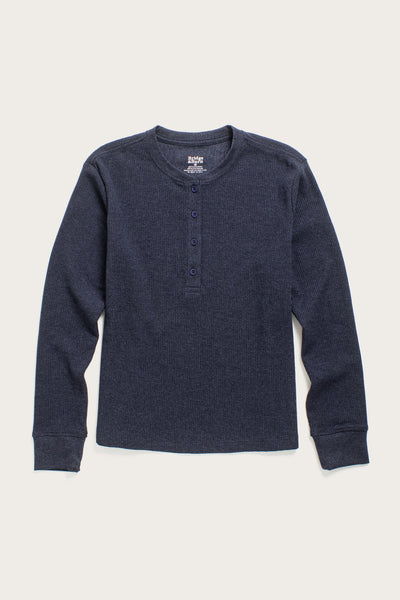 Recycled Waffle Henley Long Sleeve Tee / Sapphire Melange – Bridge