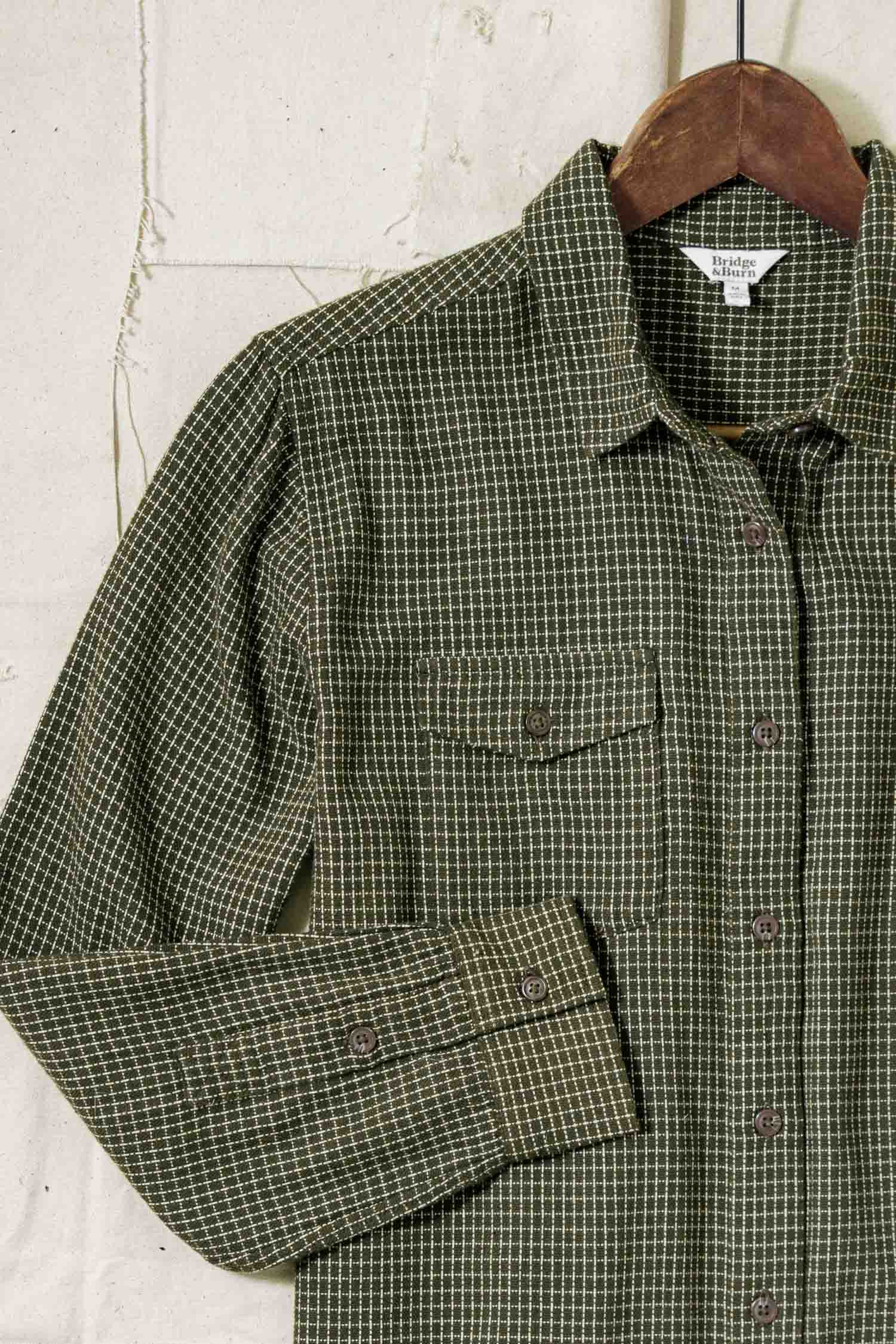 Bird Shirt / Olive Grid Plaid