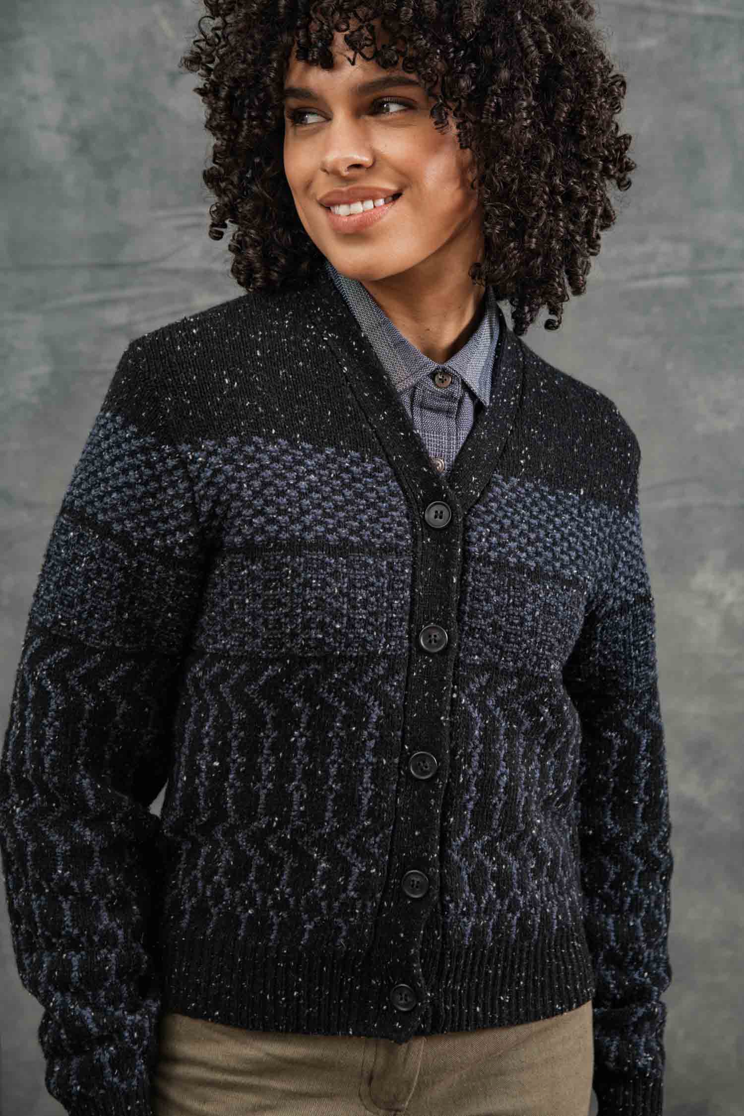 Juneau Cardigan / Midnight Tweed