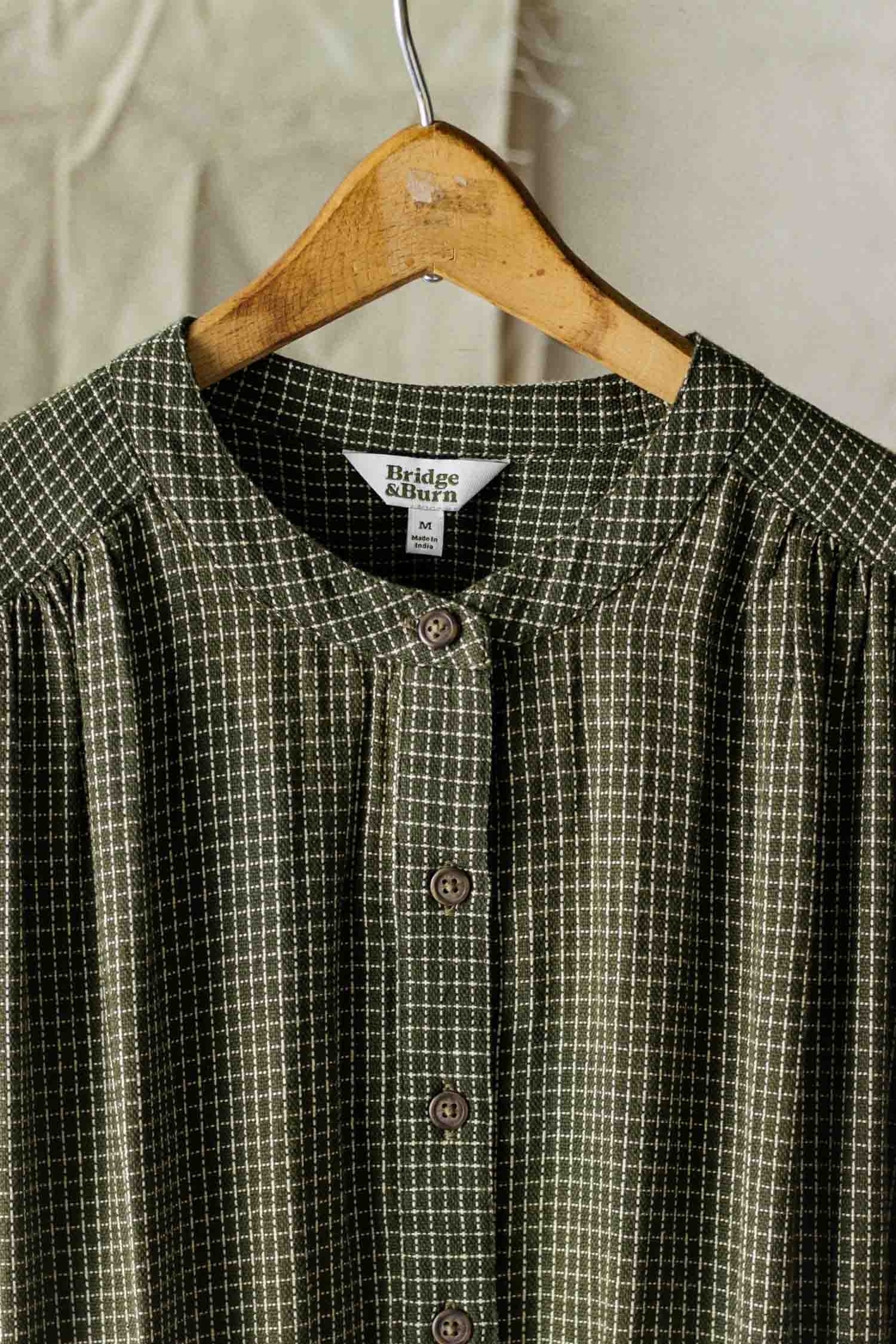 Lorane Dress / Olive Grid Plaid