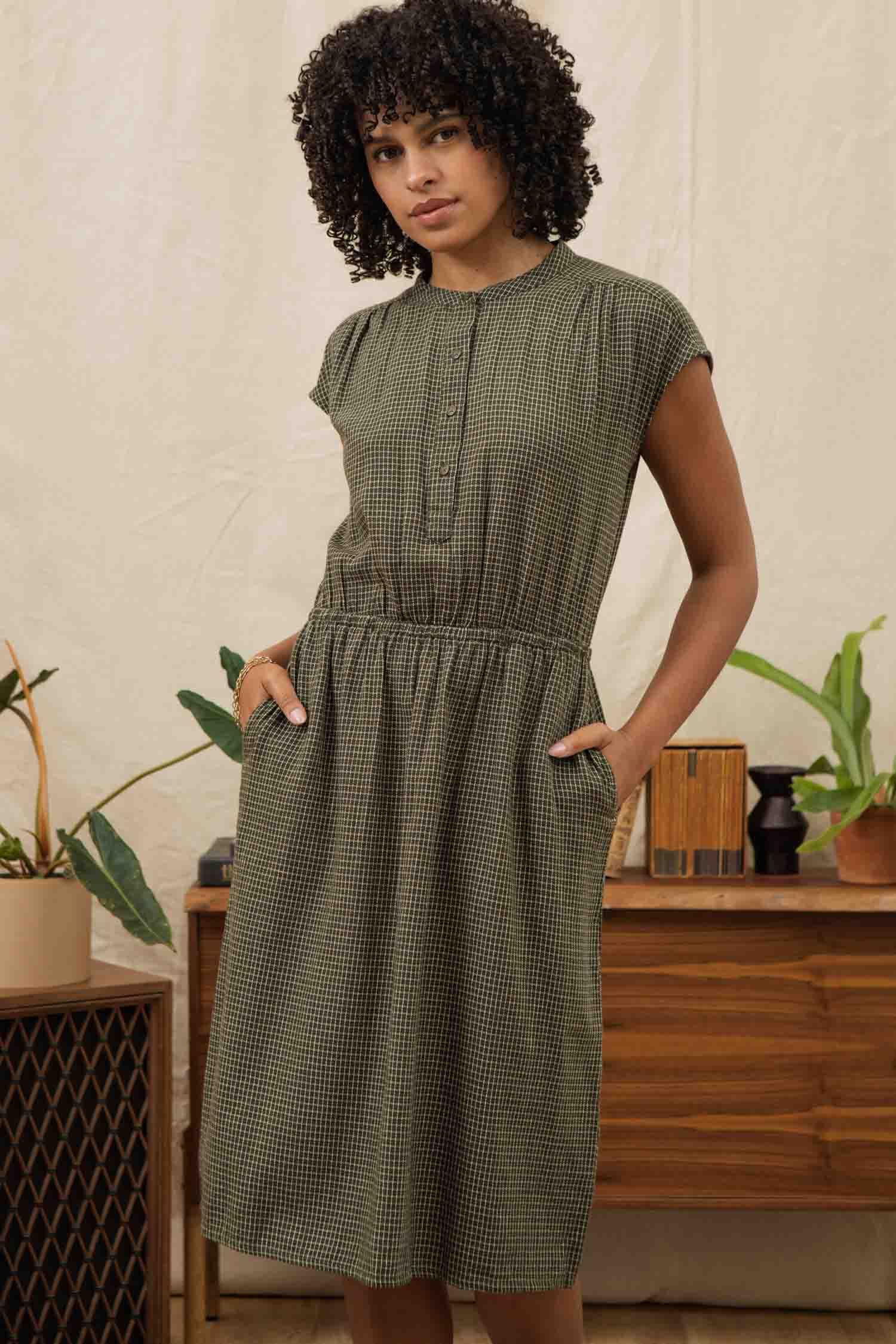 Lorane Dress / Olive Grid Plaid Lorane Dress / Olive Grid Plaid