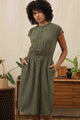 Lorane Dress / Olive Grid Plaid