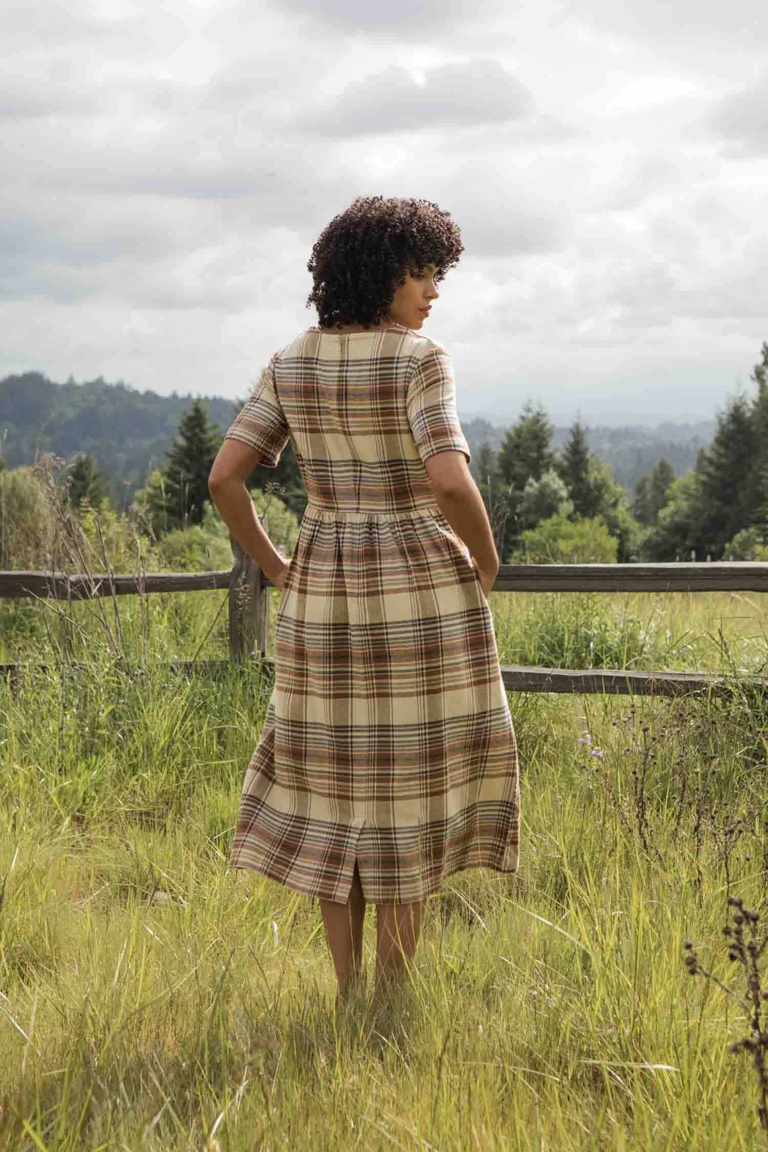 Perry Dress / Latte Plaid