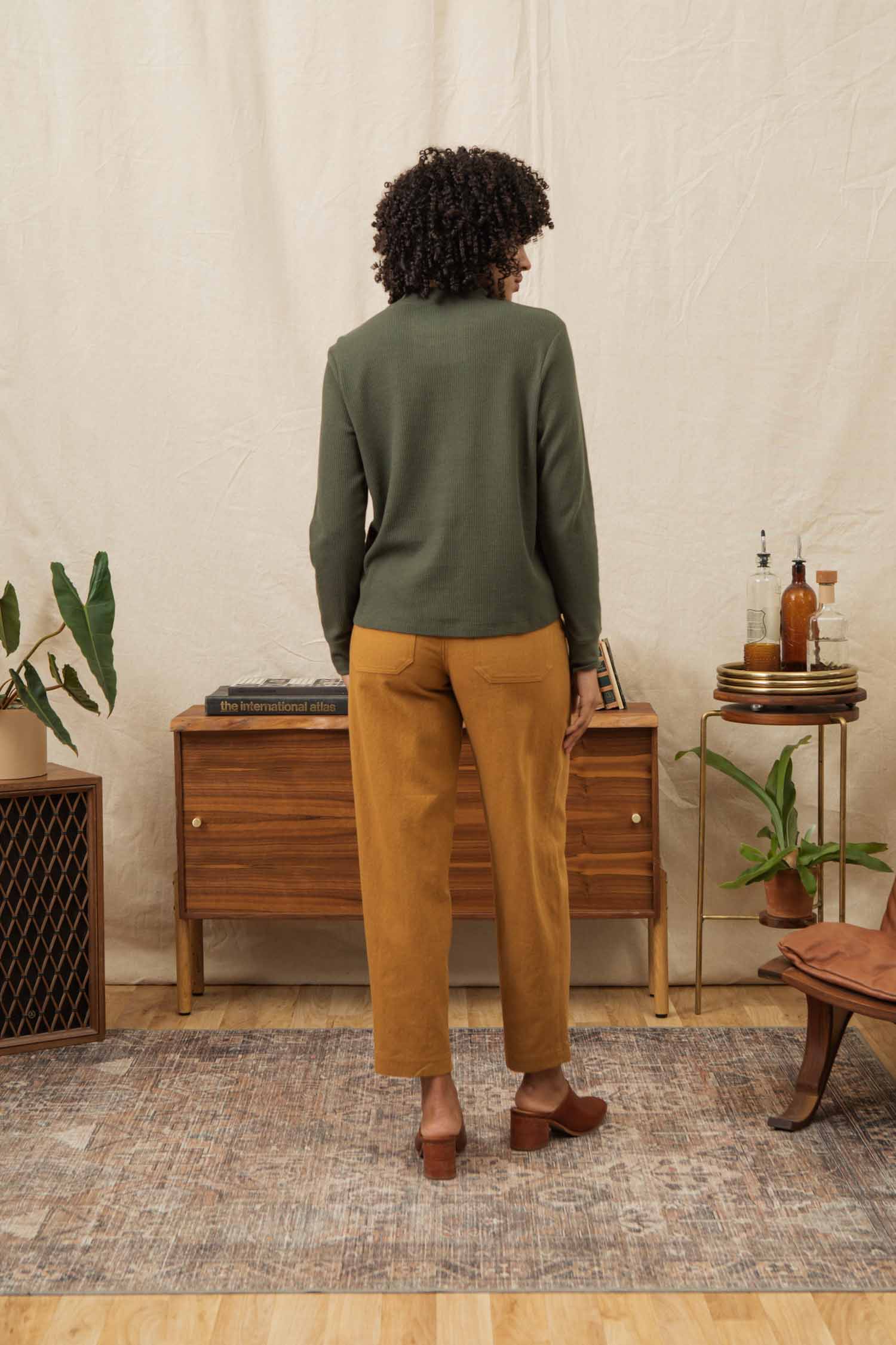 Women's Recycled Waffle Henley / Forest Melange