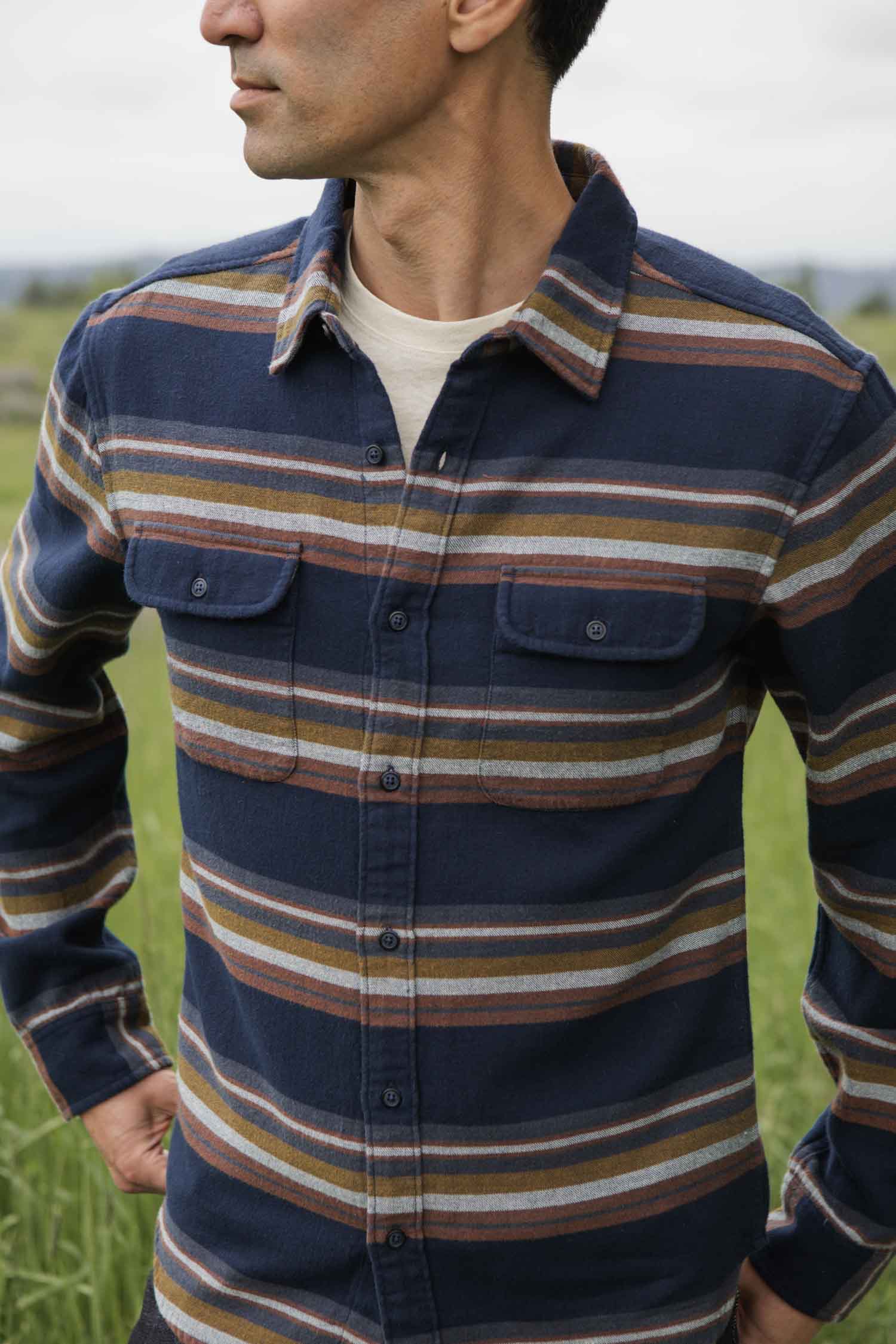 Cole Slim Shirt / Coastline Stripe