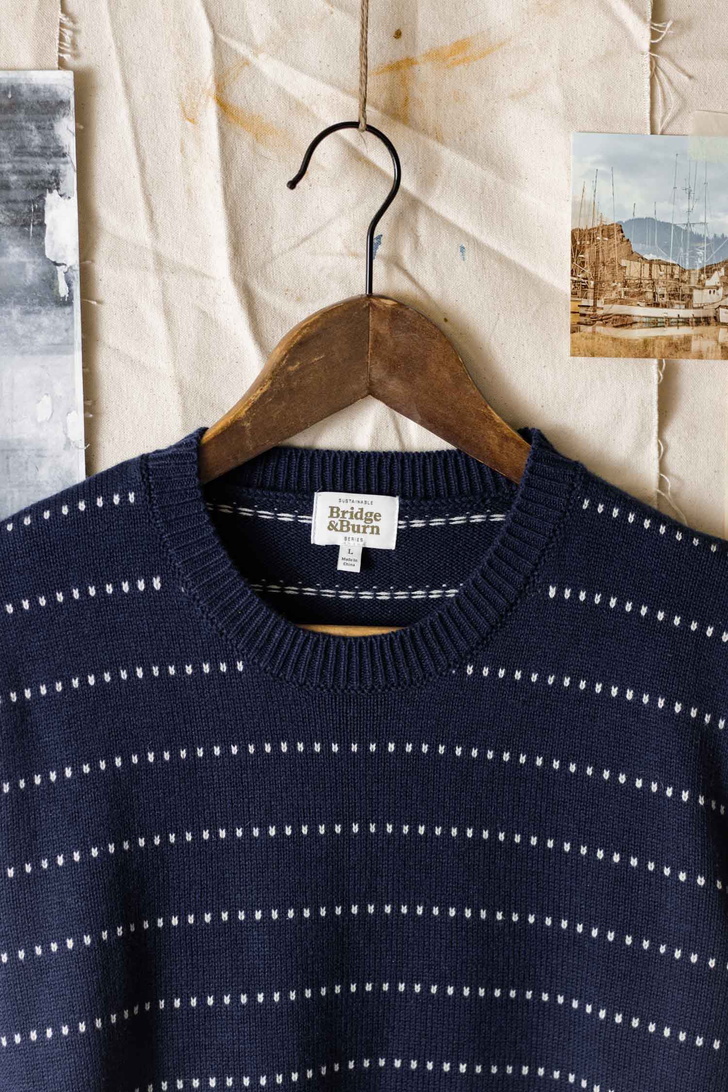 Orson Sweater / Navy Dotted Path