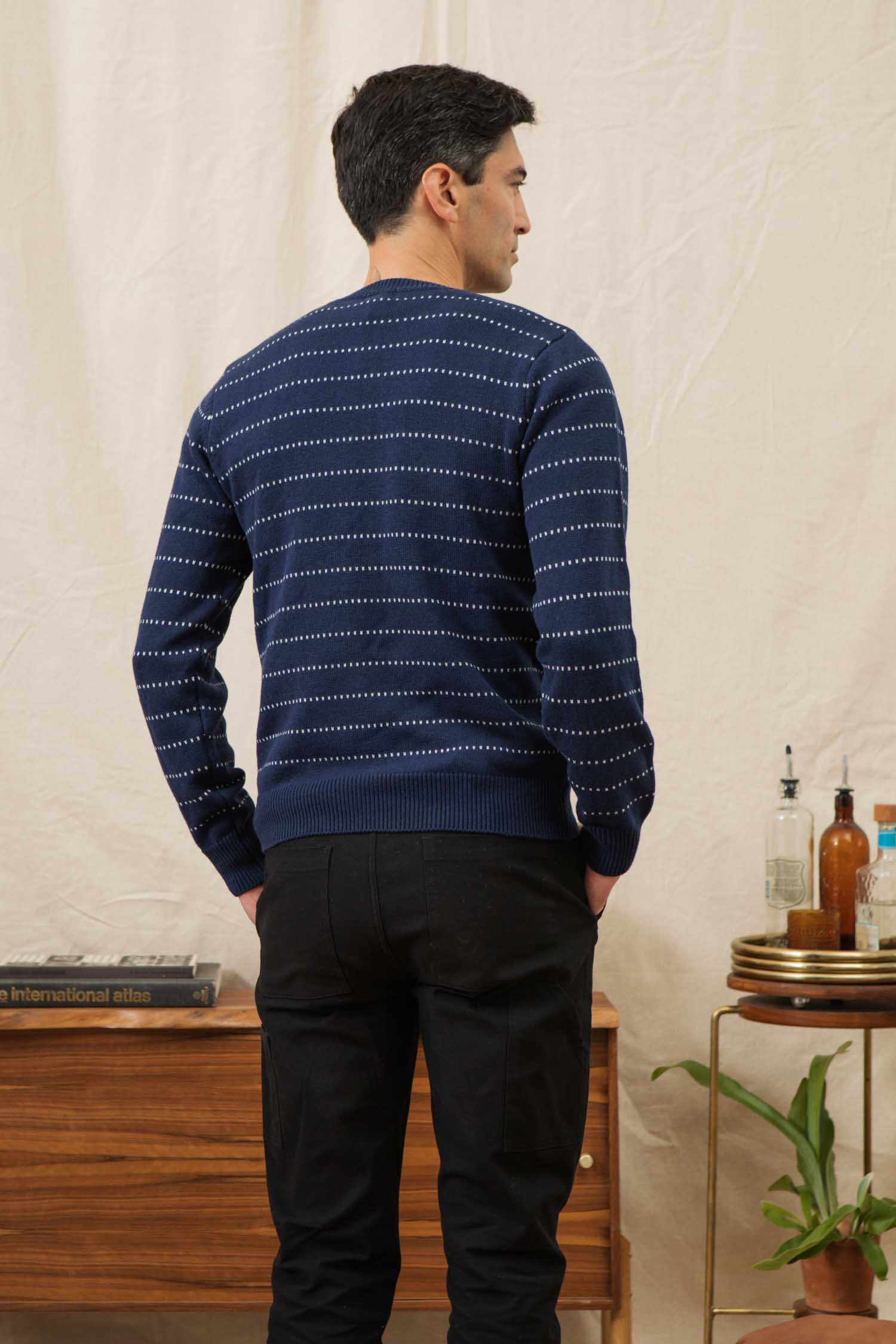 Orson Sweater / Navy Dotted Path