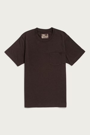 The Recycled Pocket Tee in Truffle by Bridge & Burn is a plain, short-sleeve vintage crew neck with a left chest pocket, shown laid flat against a white background.