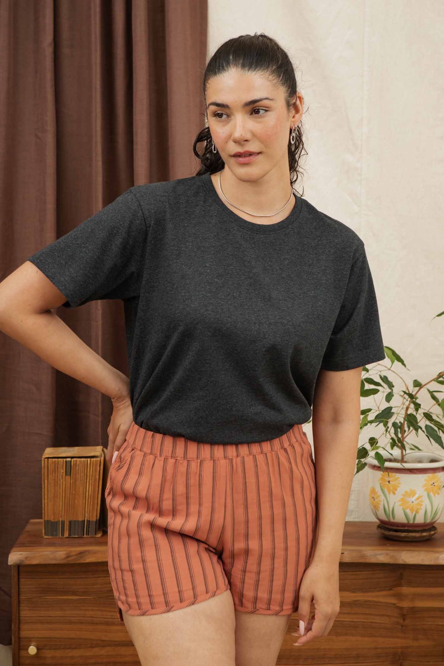 Recycled Boxy Tee / Charcoal Heather