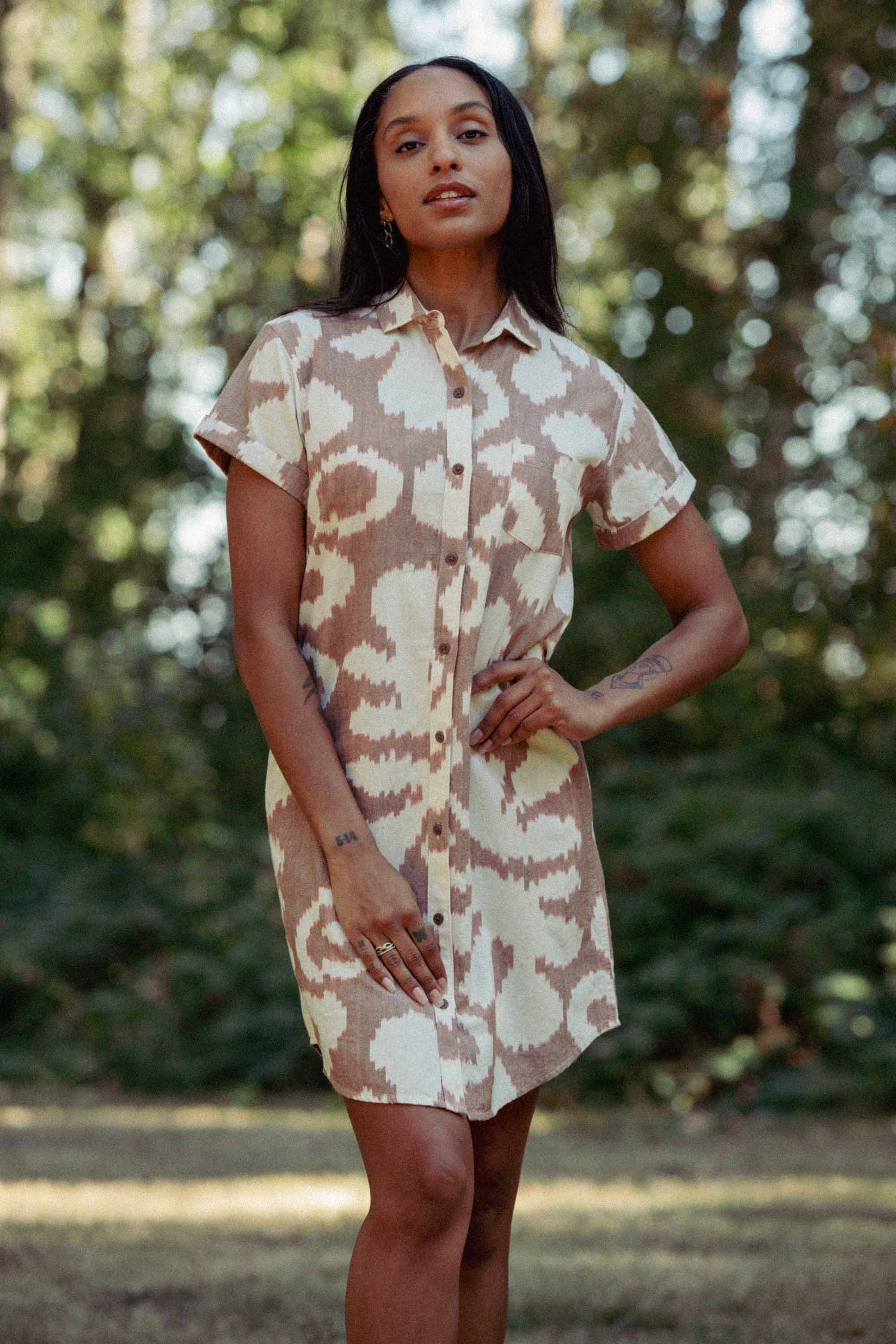 brognano shirt dress BROGNANO Floral Button Down Mini Dress in Multi