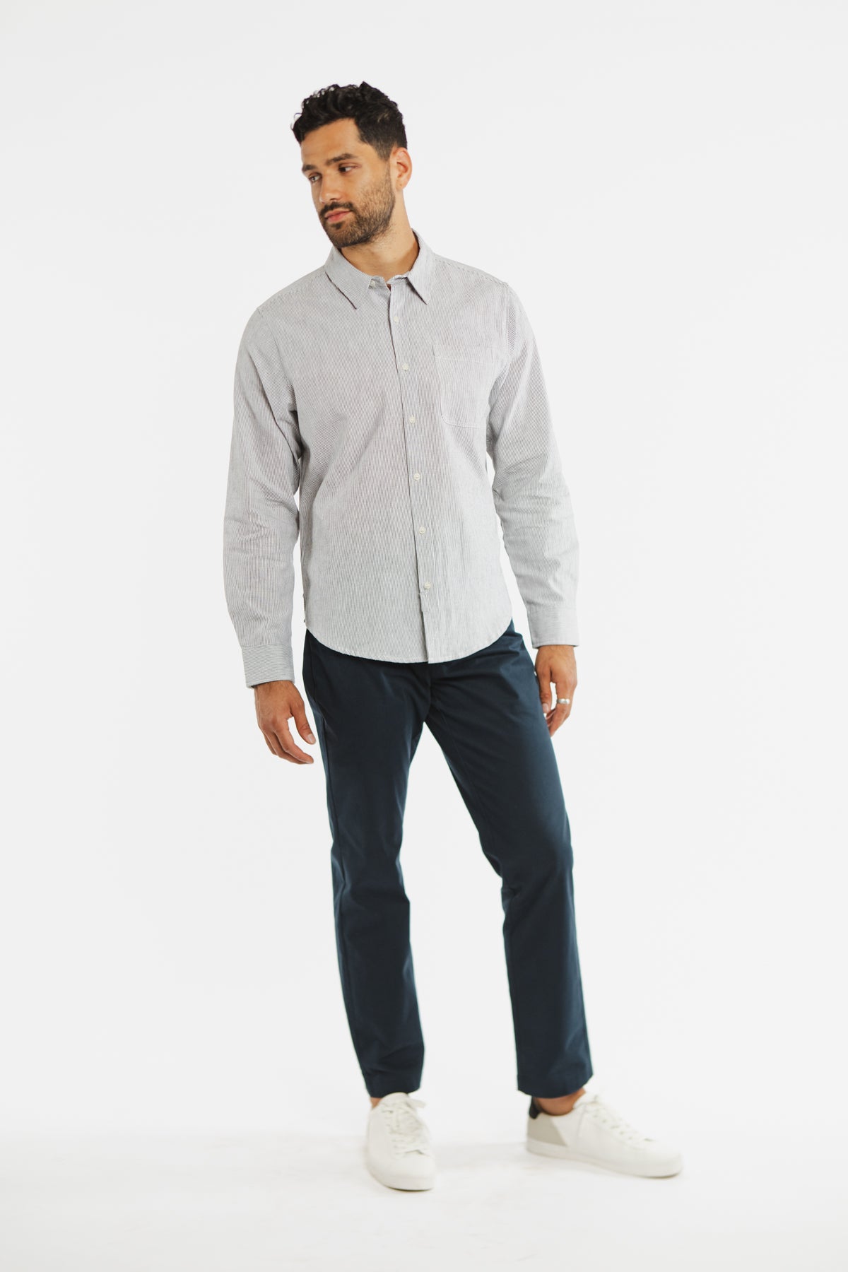 Jude Shirt / Ivory Pinstripe