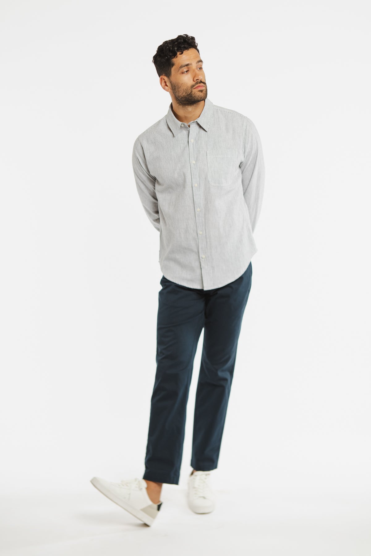 Jude Shirt / Ivory Pinstripe