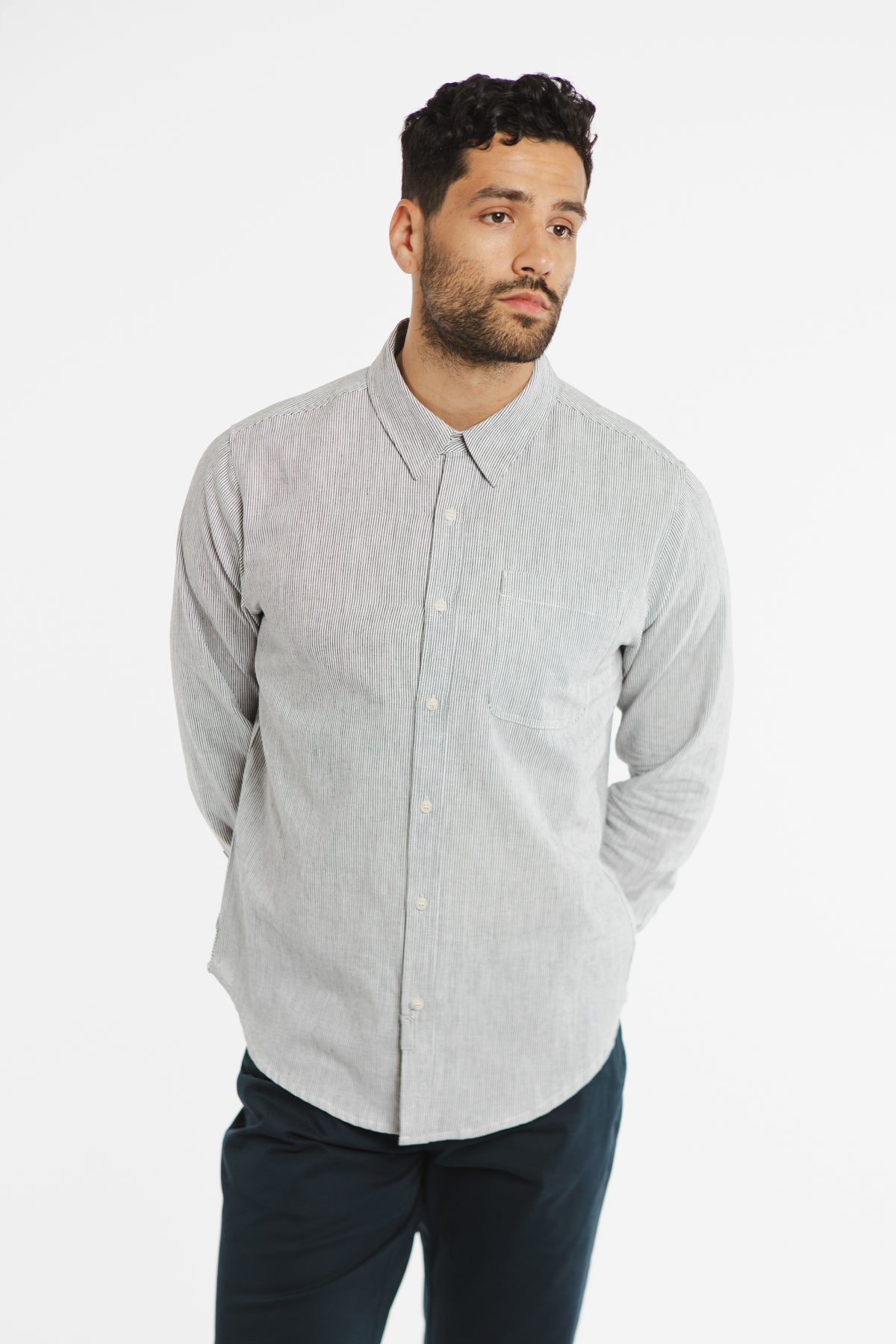 Jude Shirt / Ivory Pinstripe